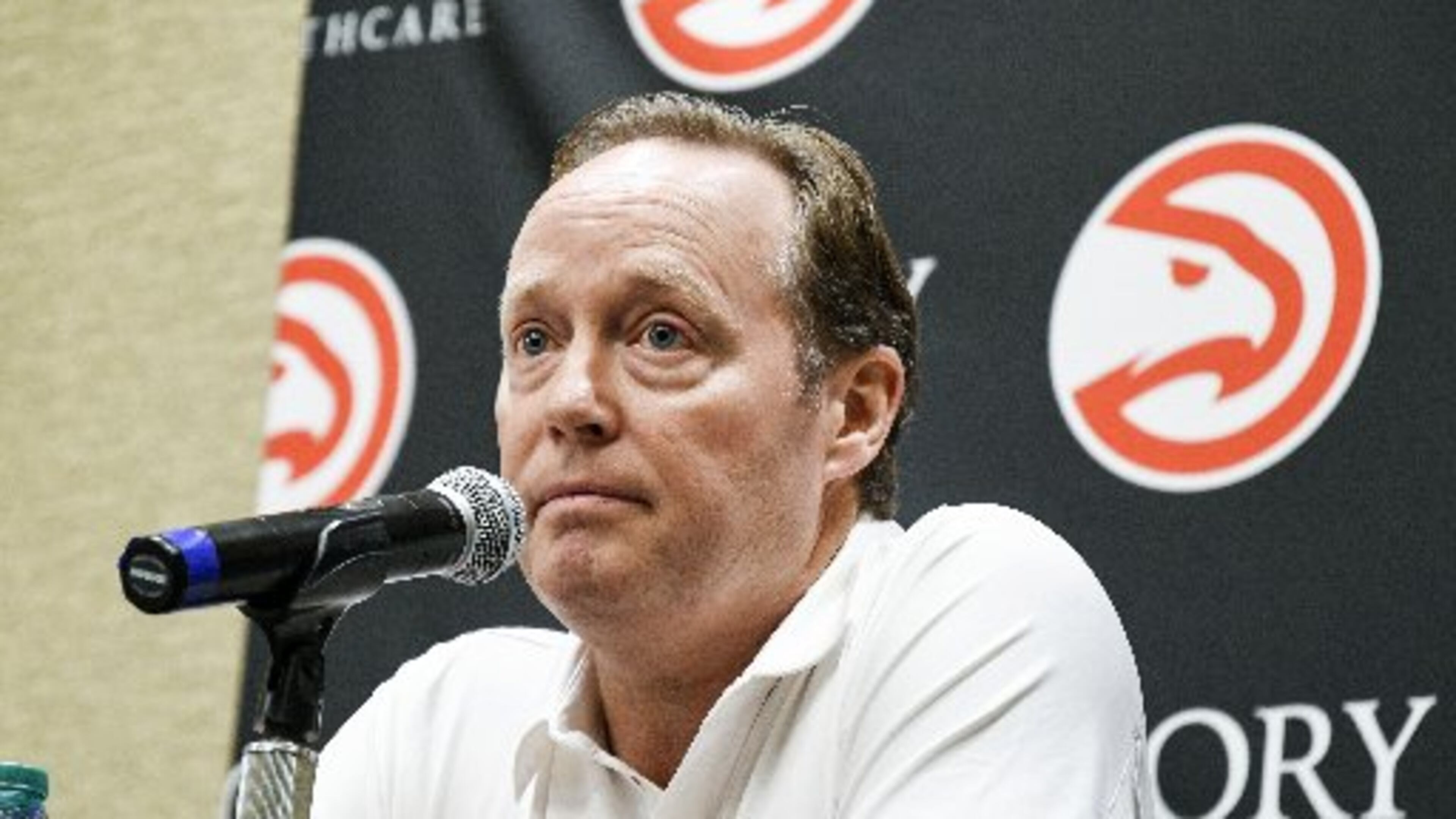 Hawks coach Mike Budenholzer at media day. (AP Photo)