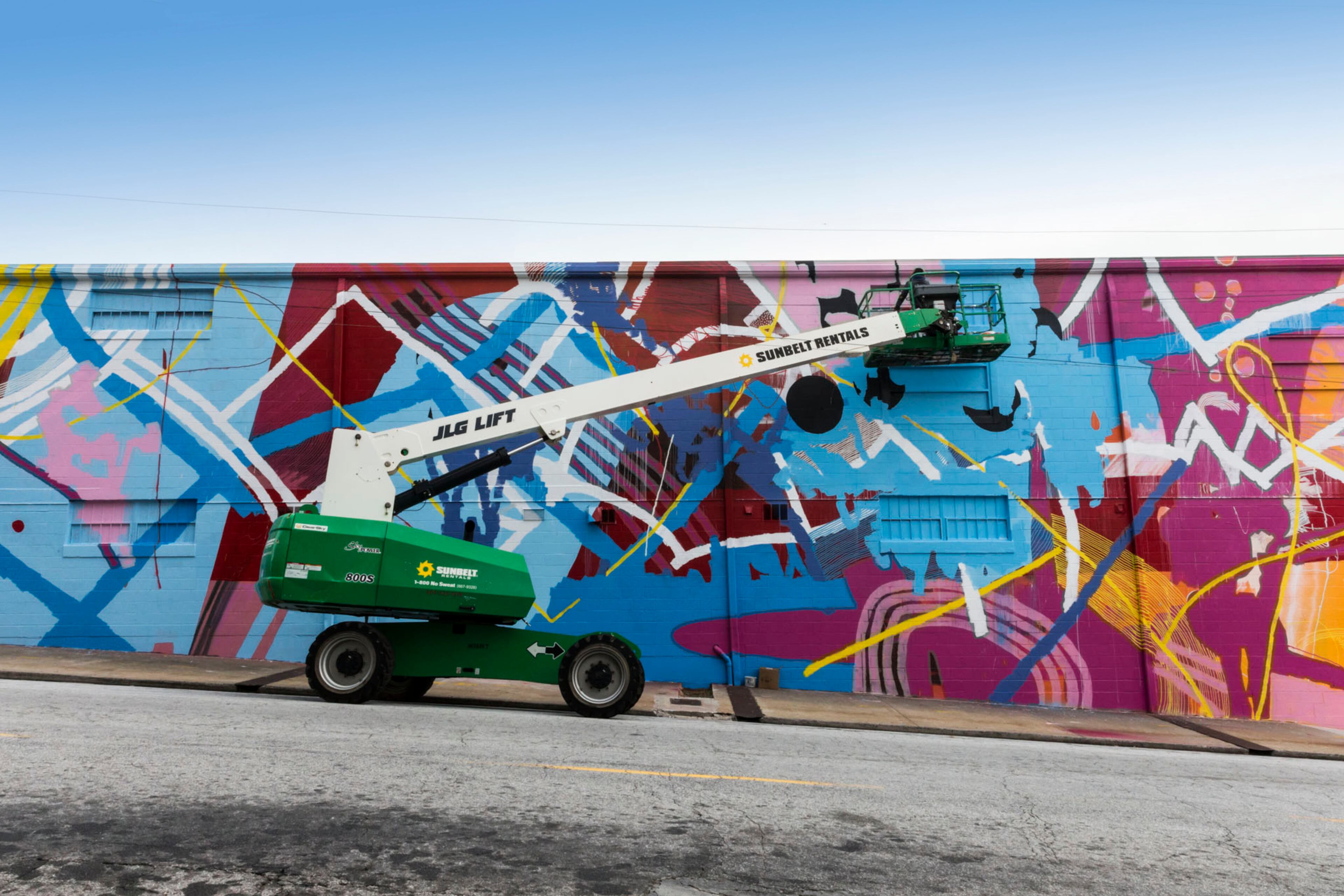 Hense (Alex Brewer) recently painted a full-building mural for the Westside Cultural Arts Center in Midtown Atlanta, shown here. He is creating a gallery wall mural for High Museum of Art exhibit "Drawing Inside the Perimeter, " running June 29 through Sept. 22. He's also is one of one of 41 metro artists whose exhibit drawings have been added to the High Museum's permanent collection and are included in the exhibit.