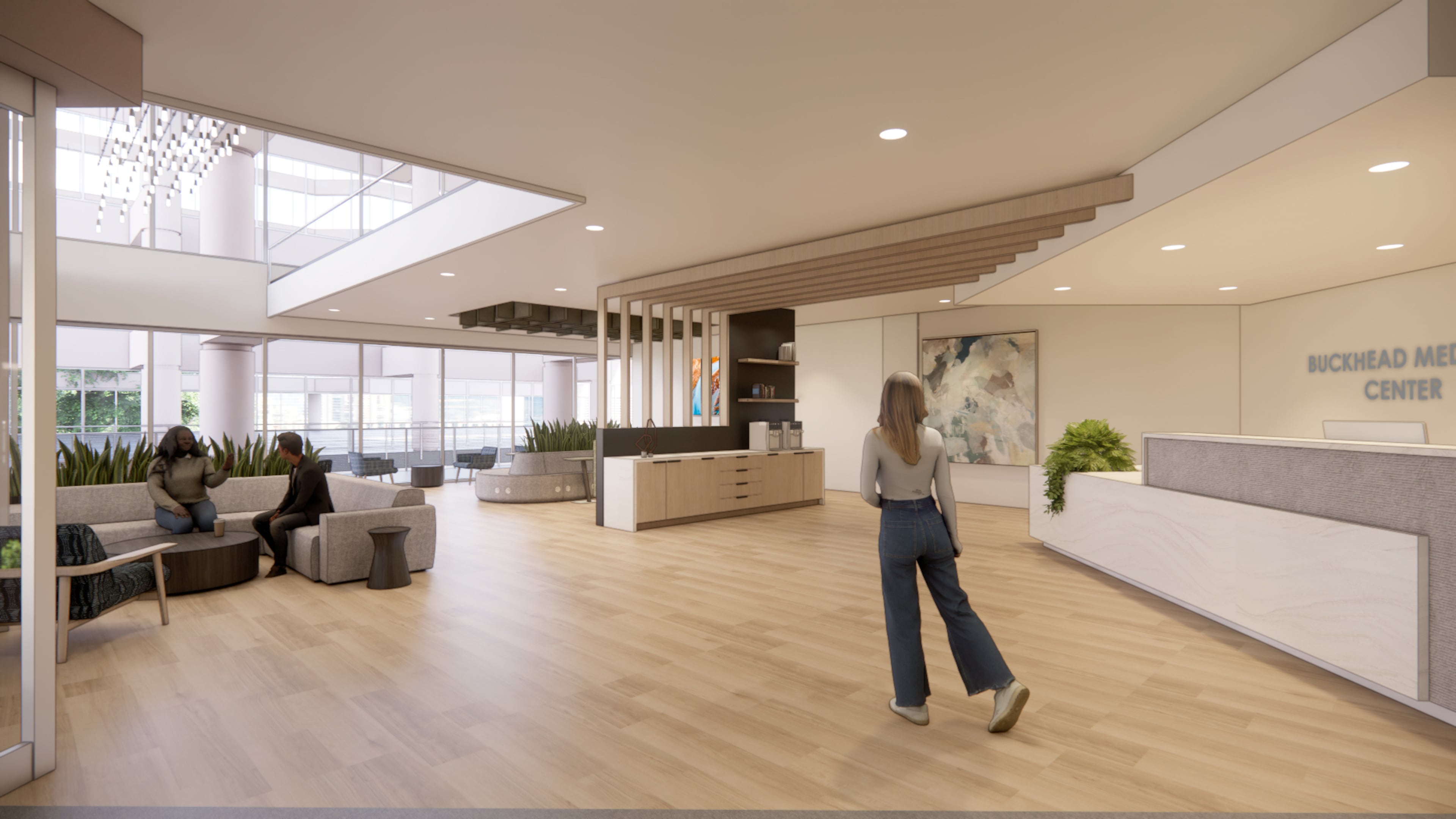 A rendering of the planned Buckhead Medical Center shows a conversion plan for four buildings within Piedmont Center in Buckhead. (Courtesy of CP Group)