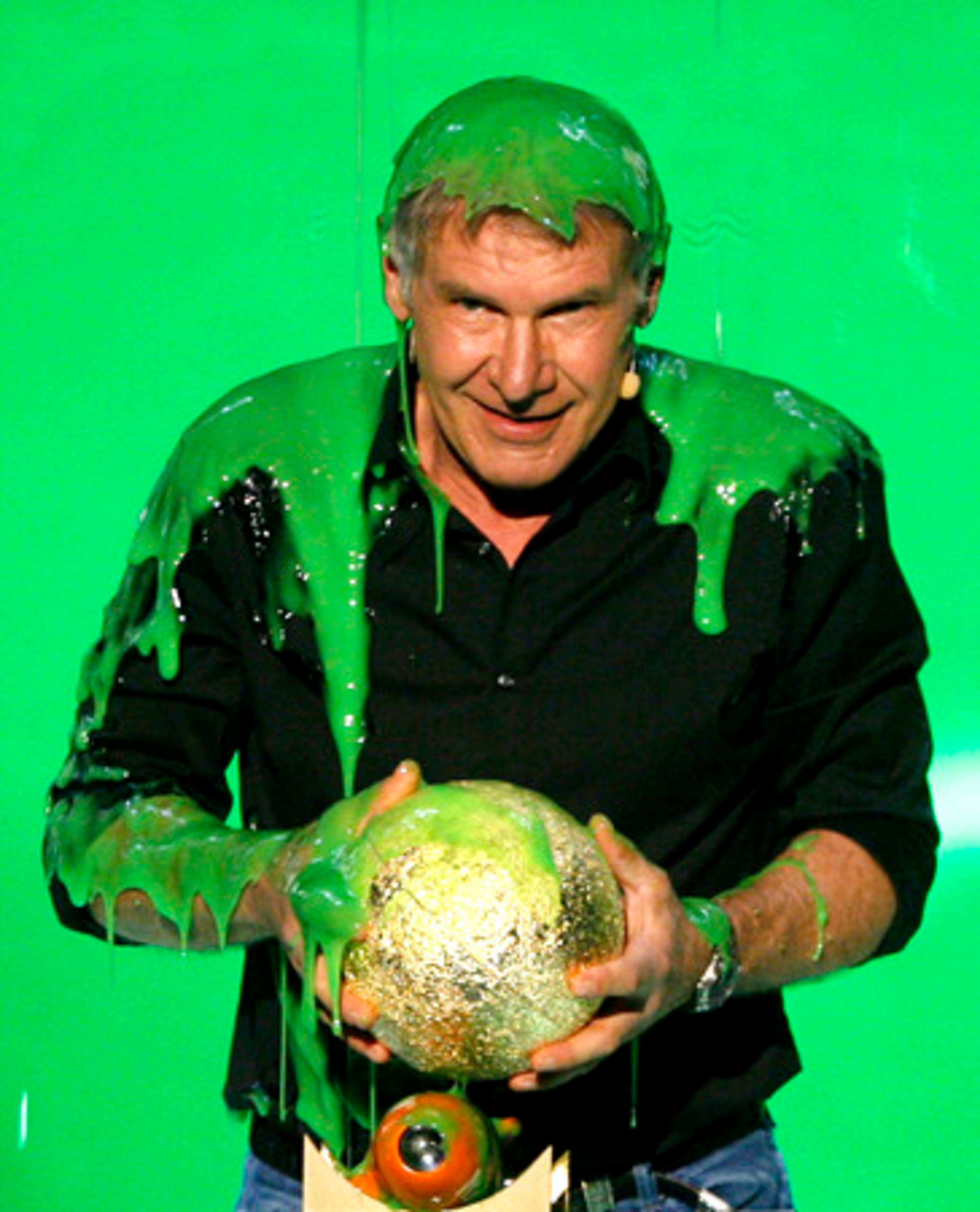 Harrison Ford gets slimed, a now-venerable tradition at the Nickelodeon children's television network.