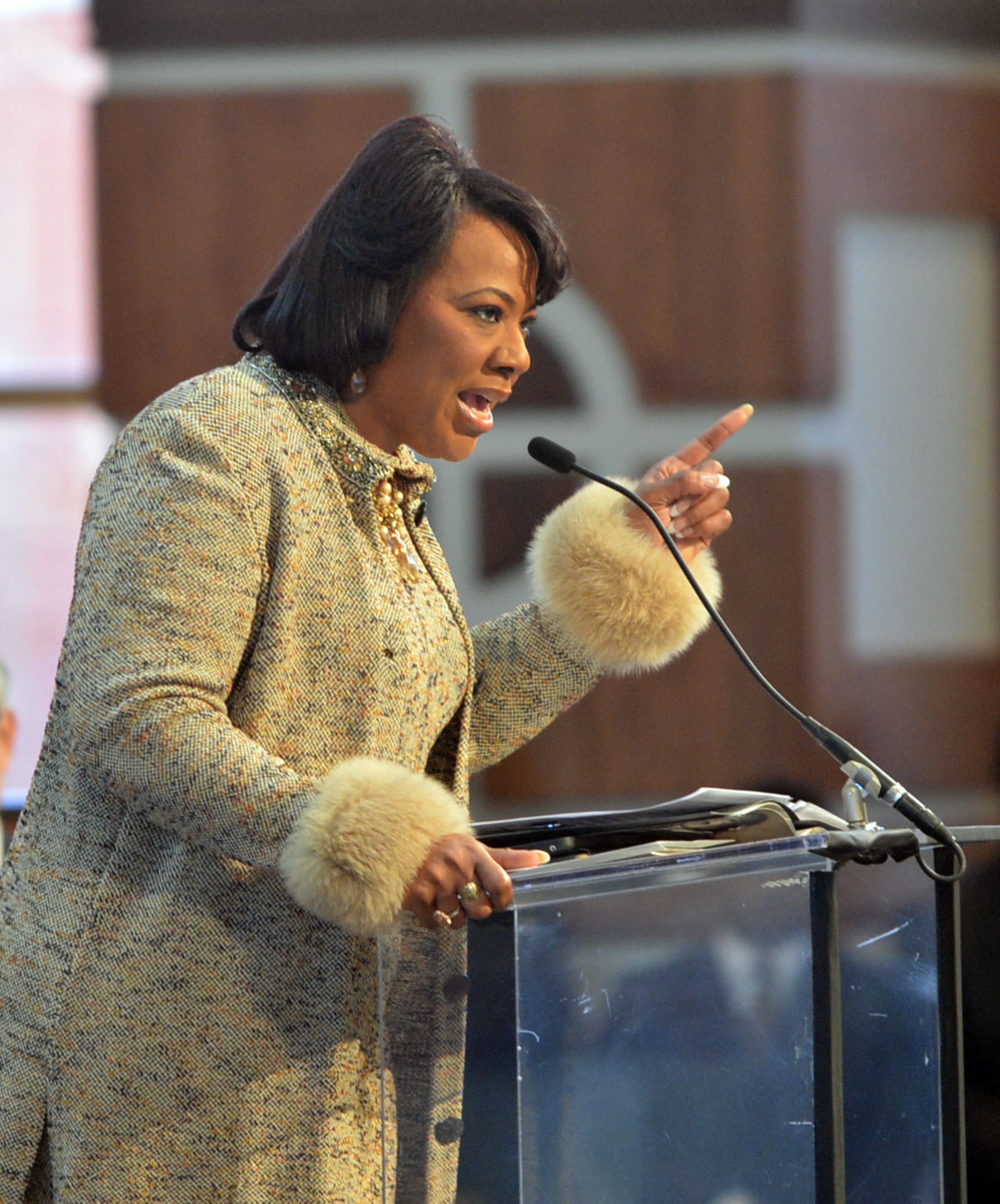 Dr. Bernice King, CEO of the King Center, gives the Call to Commemoration during the service.