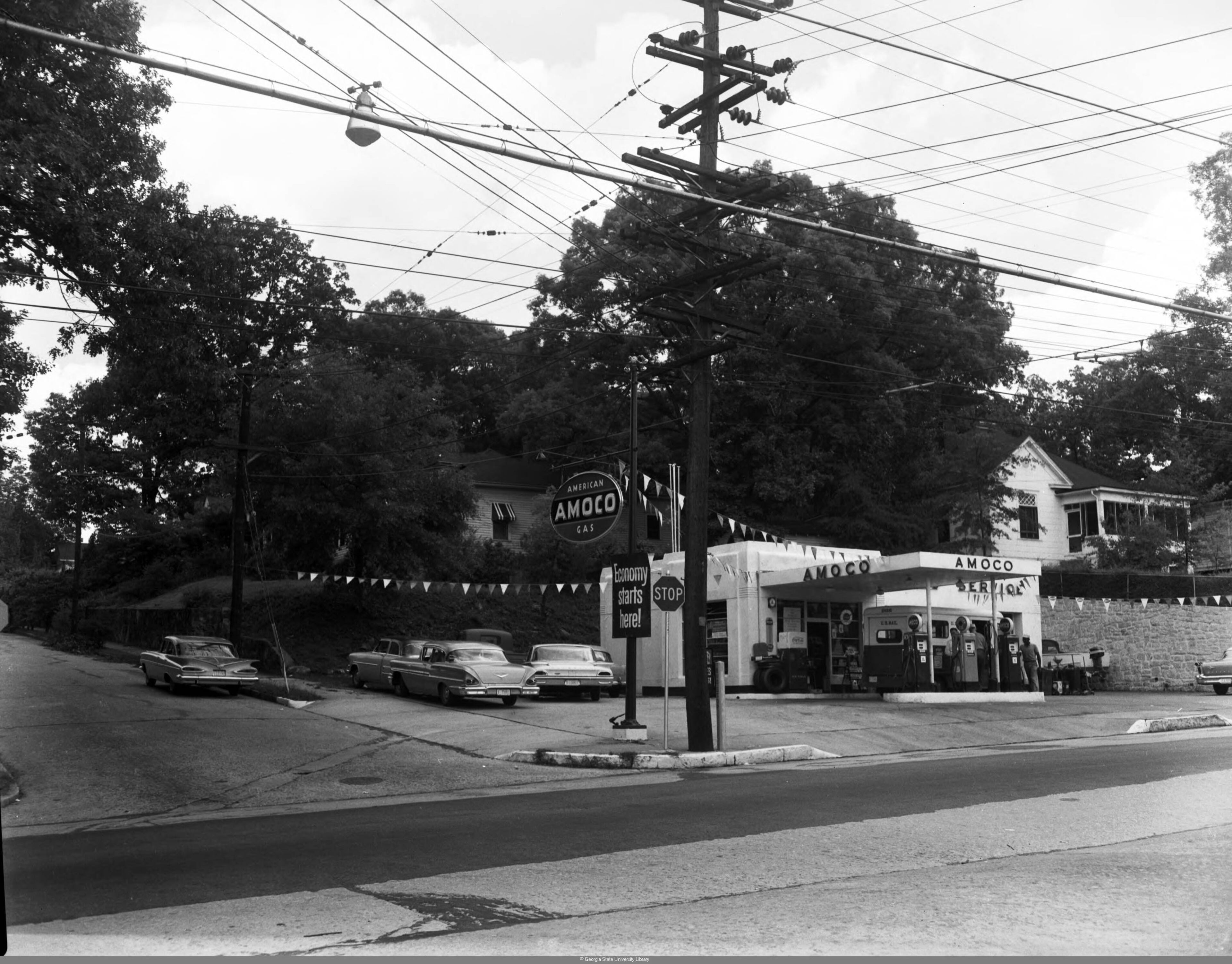 The Amoco Station at the corner of North Highland and Amsterdam avenues in 1960.