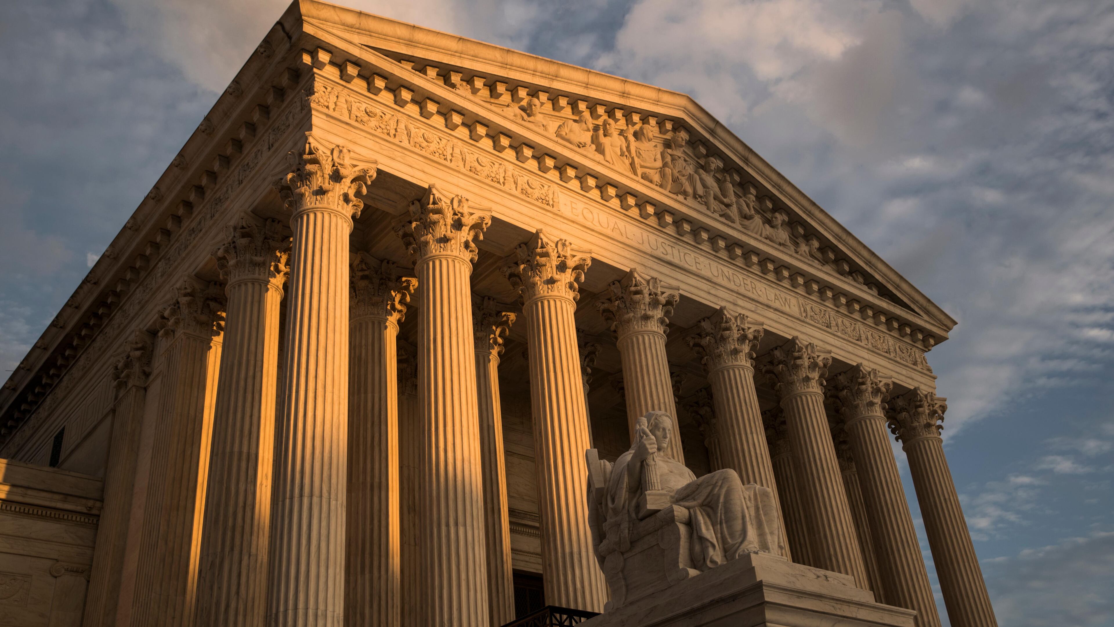 FILE - In this Oct. 10, 2017, file photo, the Supreme Court in Washington, at sunset. The U.S. Supreme Court on Monday declined to hear an appeal by the Trump administration of a federal judge’s ruling that blocked, at least temporarily, the president from ending the Deferred Action for Childhood Arrivals (DACA) program.
