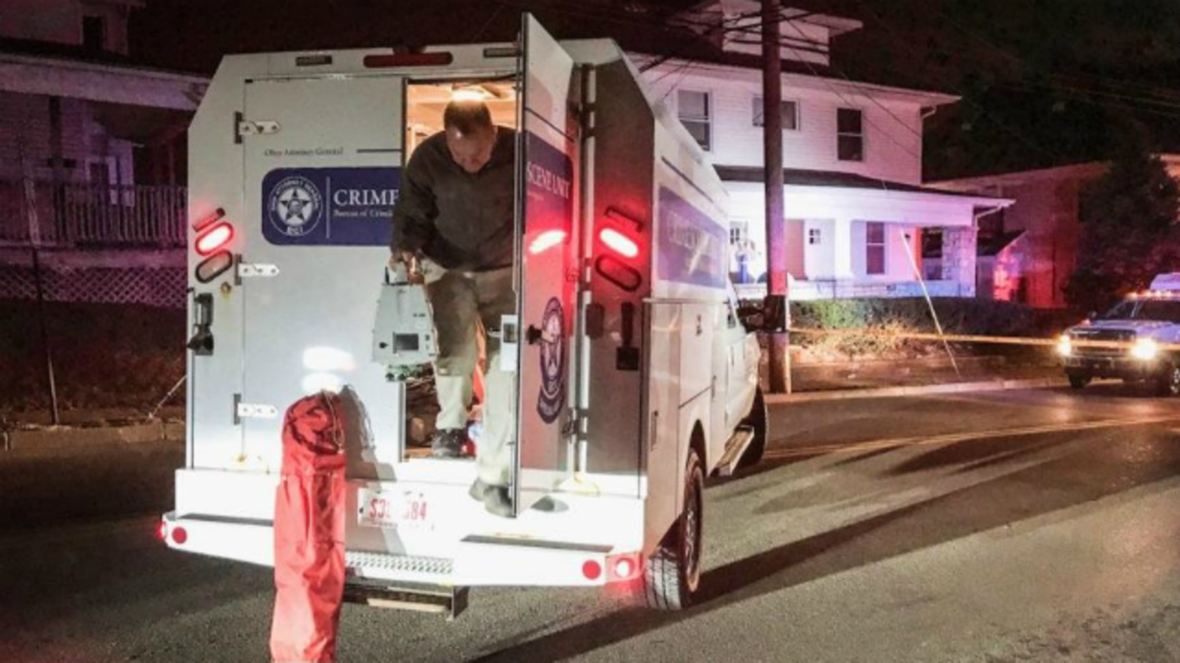 Authorities in Springfield, Ohio, investigate after a woman was shot in the head on Thursday, April 5, 2018.