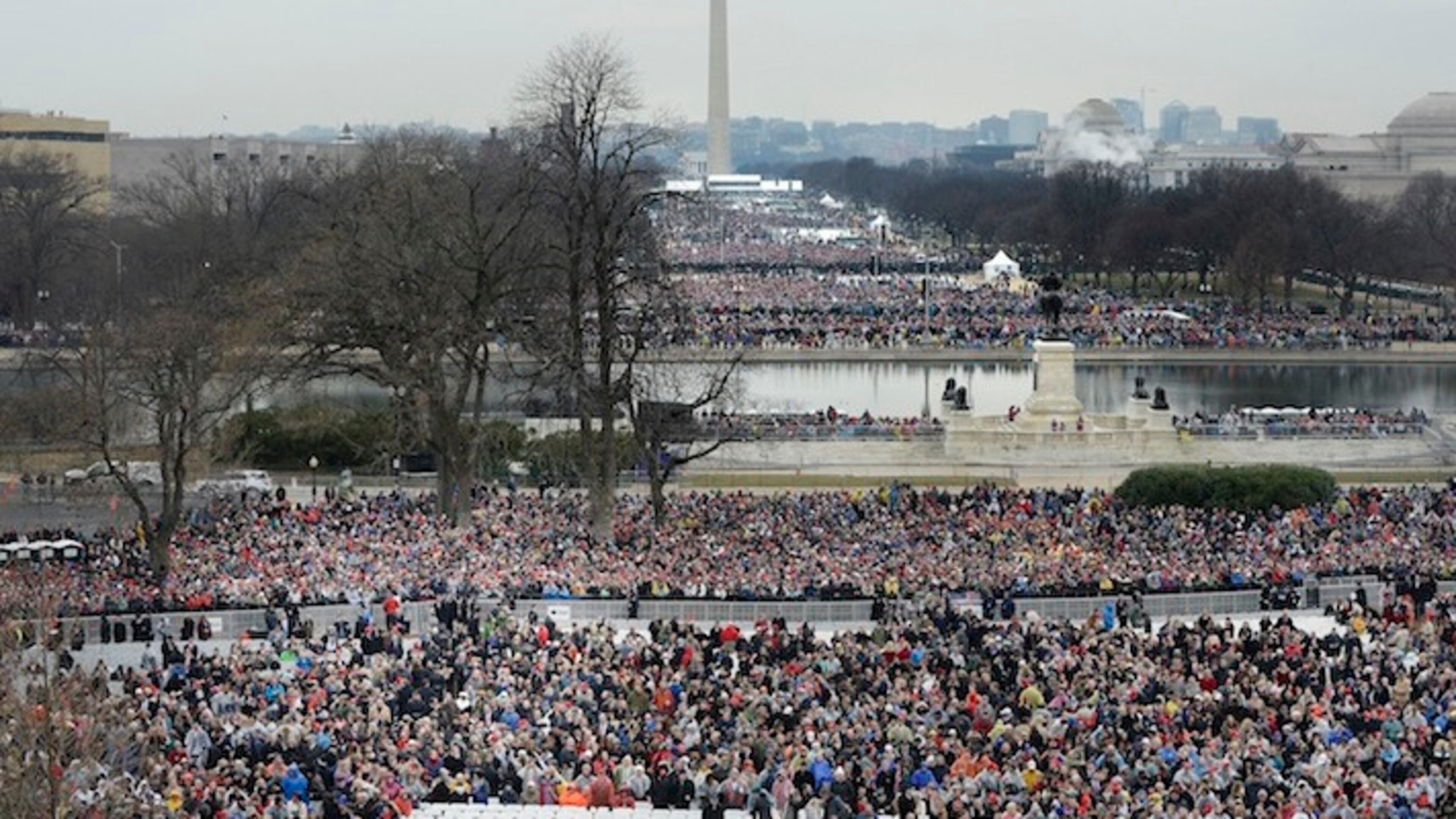 People gather on the National Mall to attend the 58th Presidential Inauguration on Jan. 20, 2017 in Washington, D.C. (Olivier Douliery/Abaca Press/TNS)