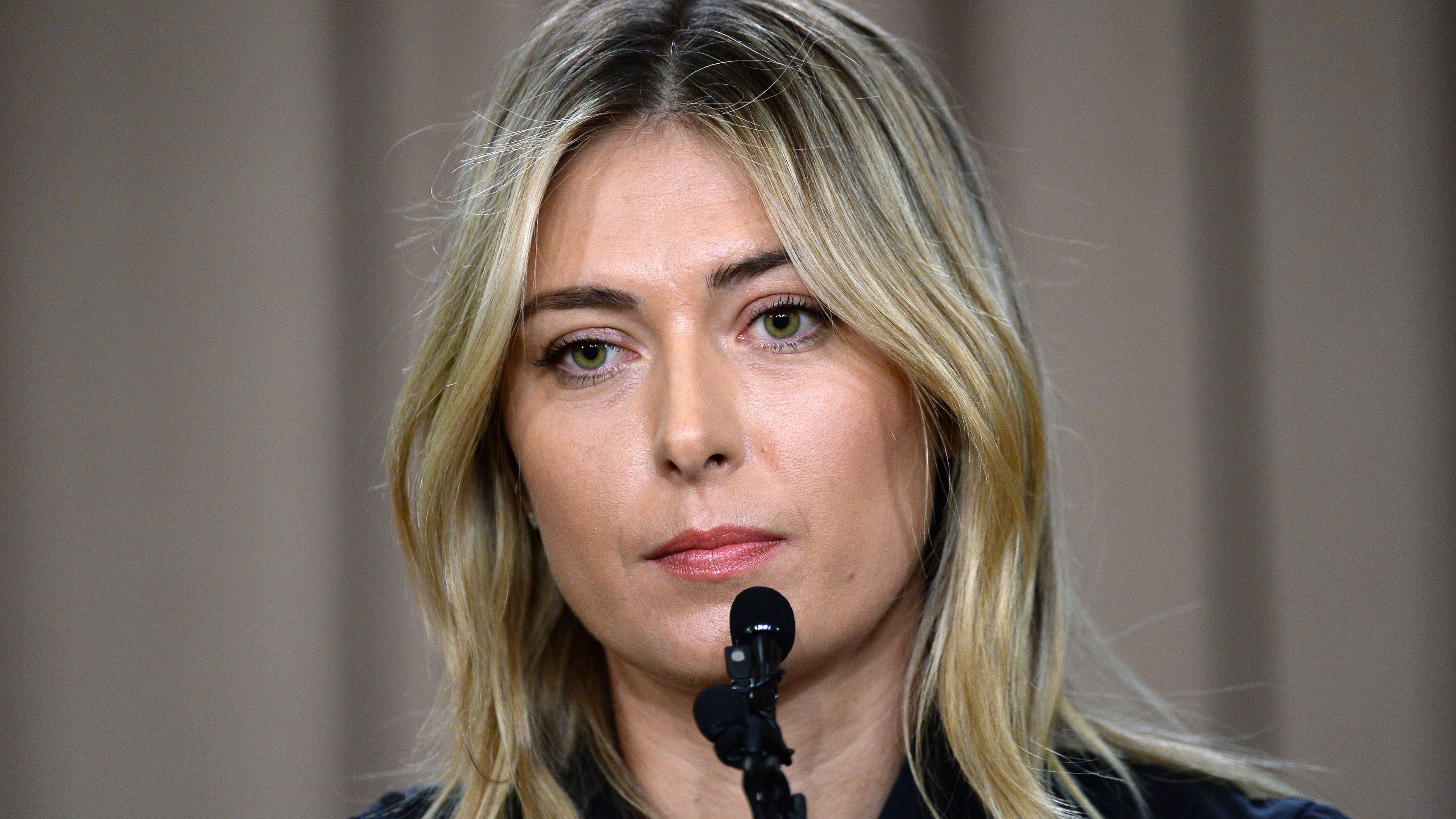 LOS ANGELES, CA - MARCH 7: Tennis player Maria Sharapova addresses the media regarding a failed drug test at the Australian Open at The LA Hotel Downtown on March 7, 2016 in Los Angeles, California. Sharapova, a five-time major champion, is currently the 7th ranked player on the WTA tour. Sharapova, withdrew from this week's BNP Paribas Open at Indian Wells due to injury. (Photo by Kevork Djansezian/Getty Images)