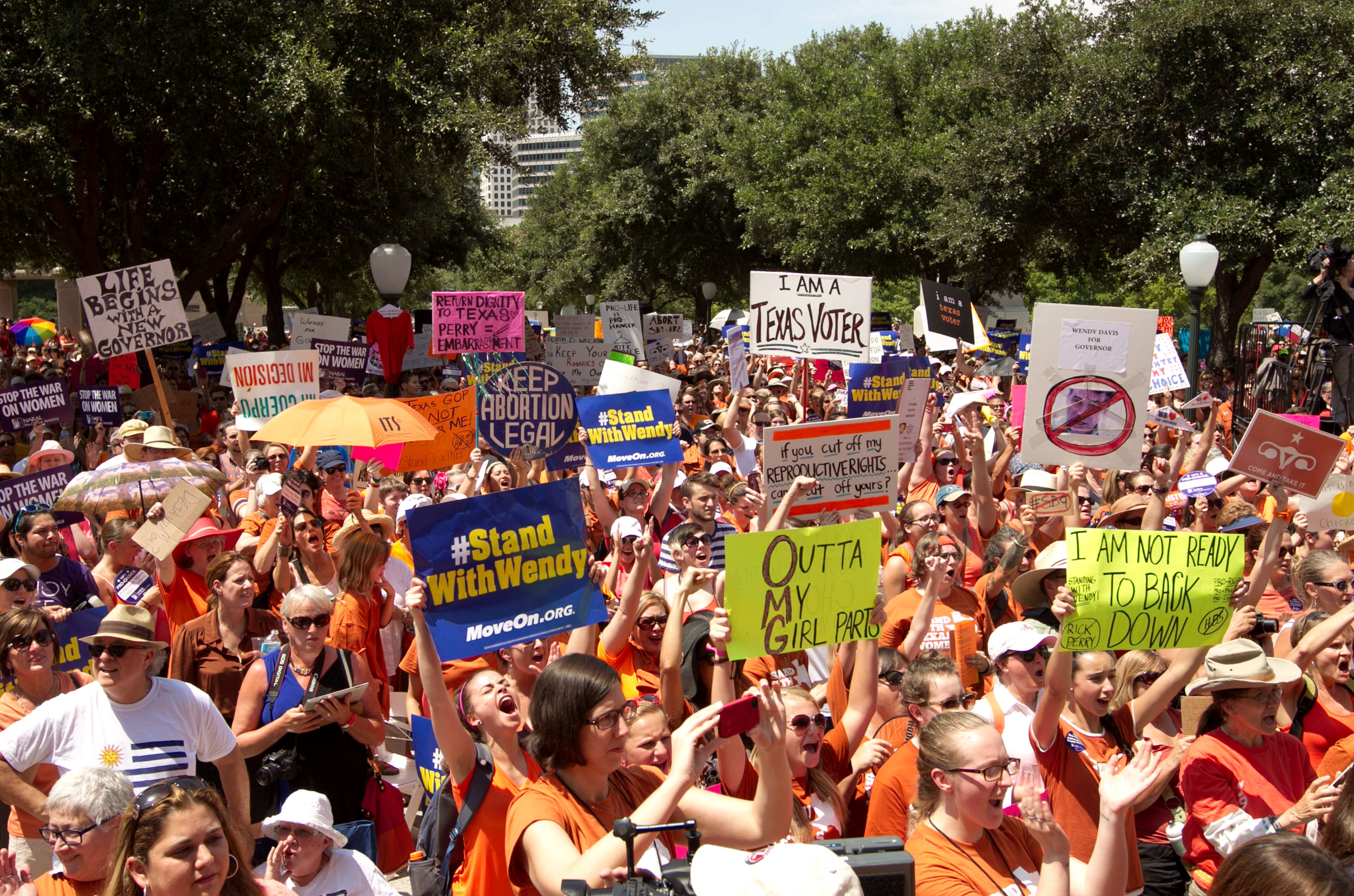 Thousands of abortion rights supporters rallied on the south lawn of the Capitol on Monday July 1, 2013, to fight GOP-sponsored legislation that would make it more difficult for women to get abortions.
