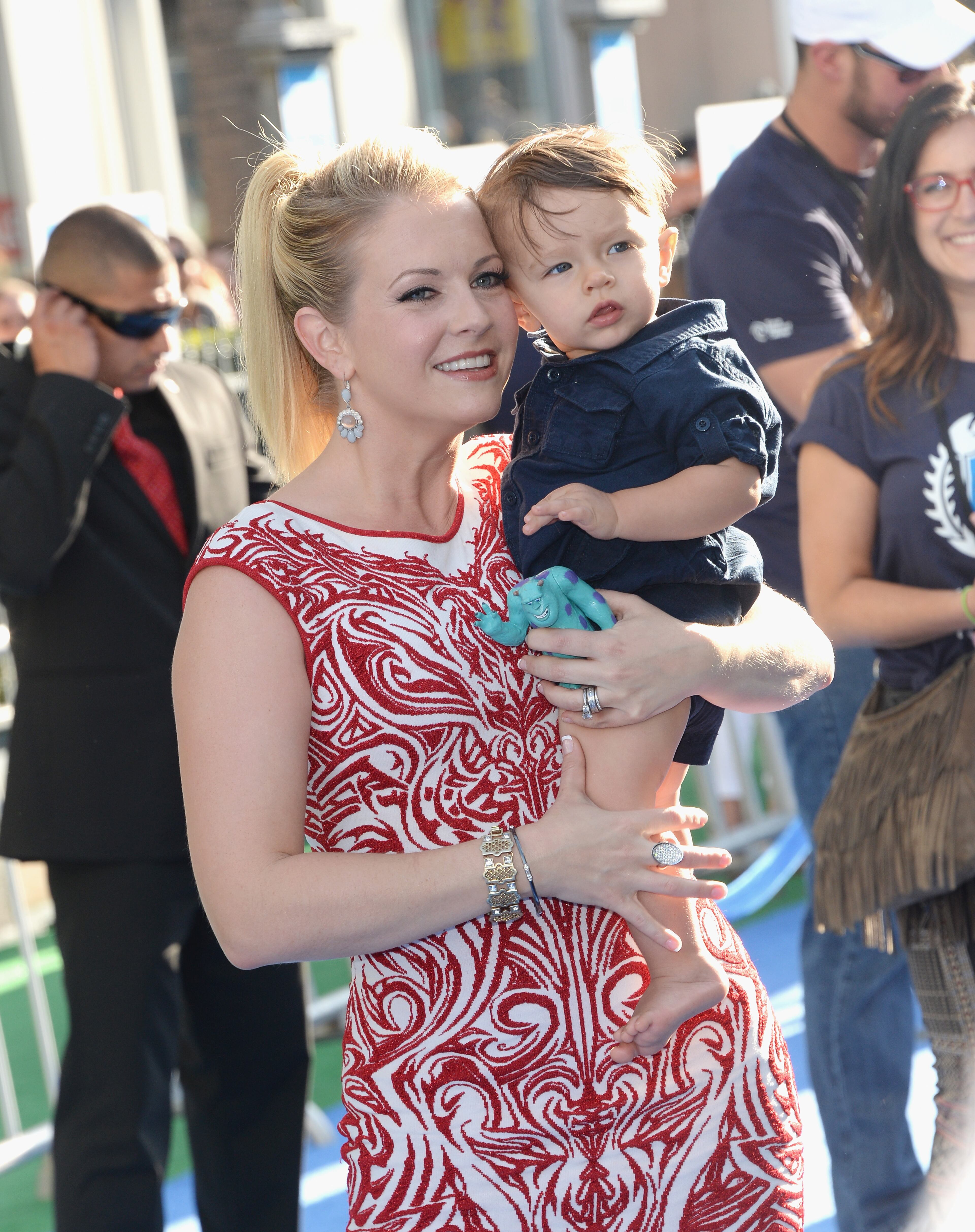 Actress Melissa Joan Hart and son Tucker Joan Hart attend the premiere of Disney Pixar's "Monsters University" at the El Capitan Theatre on June 17, 2013 in Hollywood, California.