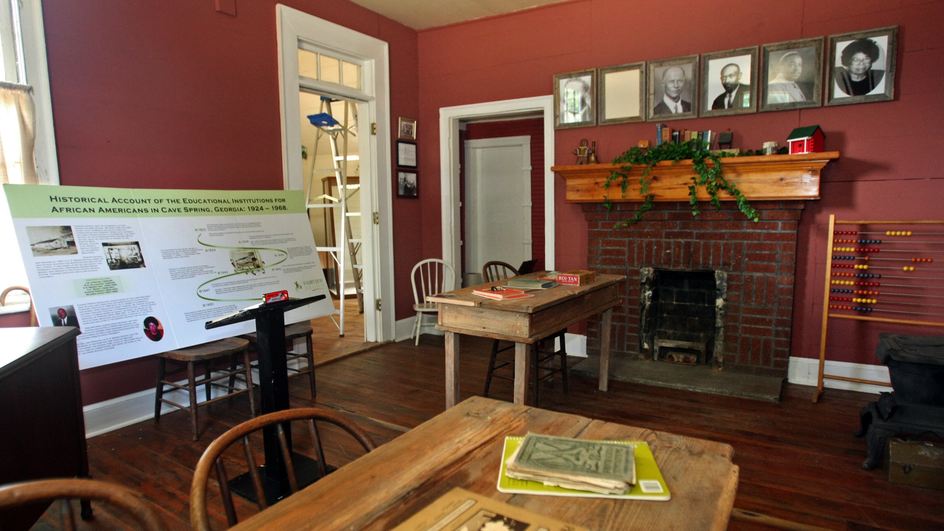 This recreation of a 1920s school (above) is in the Cave Springs Welcome Center and Museum in that northeast Georgia town. Not far away, an abandoned first-grade building from the Fairview Colored School was recently discovered, and an effort is on to restore it as a tourist site and education center about black history.