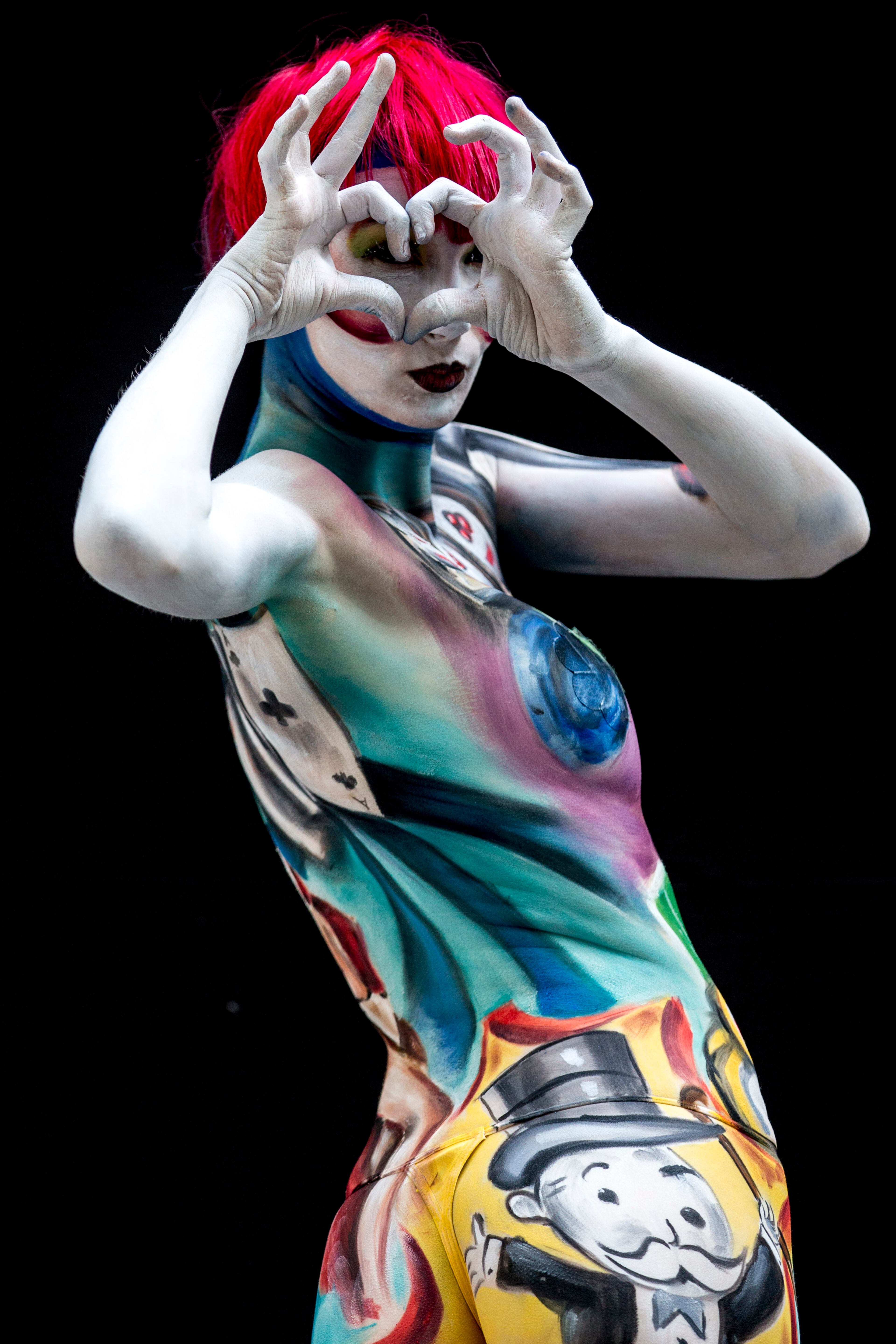 POERTSCHACH AM WOERTHERSEE, AUSTRIA - JULY 04: A model poses for a picture during the World Bodypainting Festival 2015 on July 4, 2015 in Poertschach am Woerthersee, Austria. (Photo by Jan Hetfleisch/Getty Images)