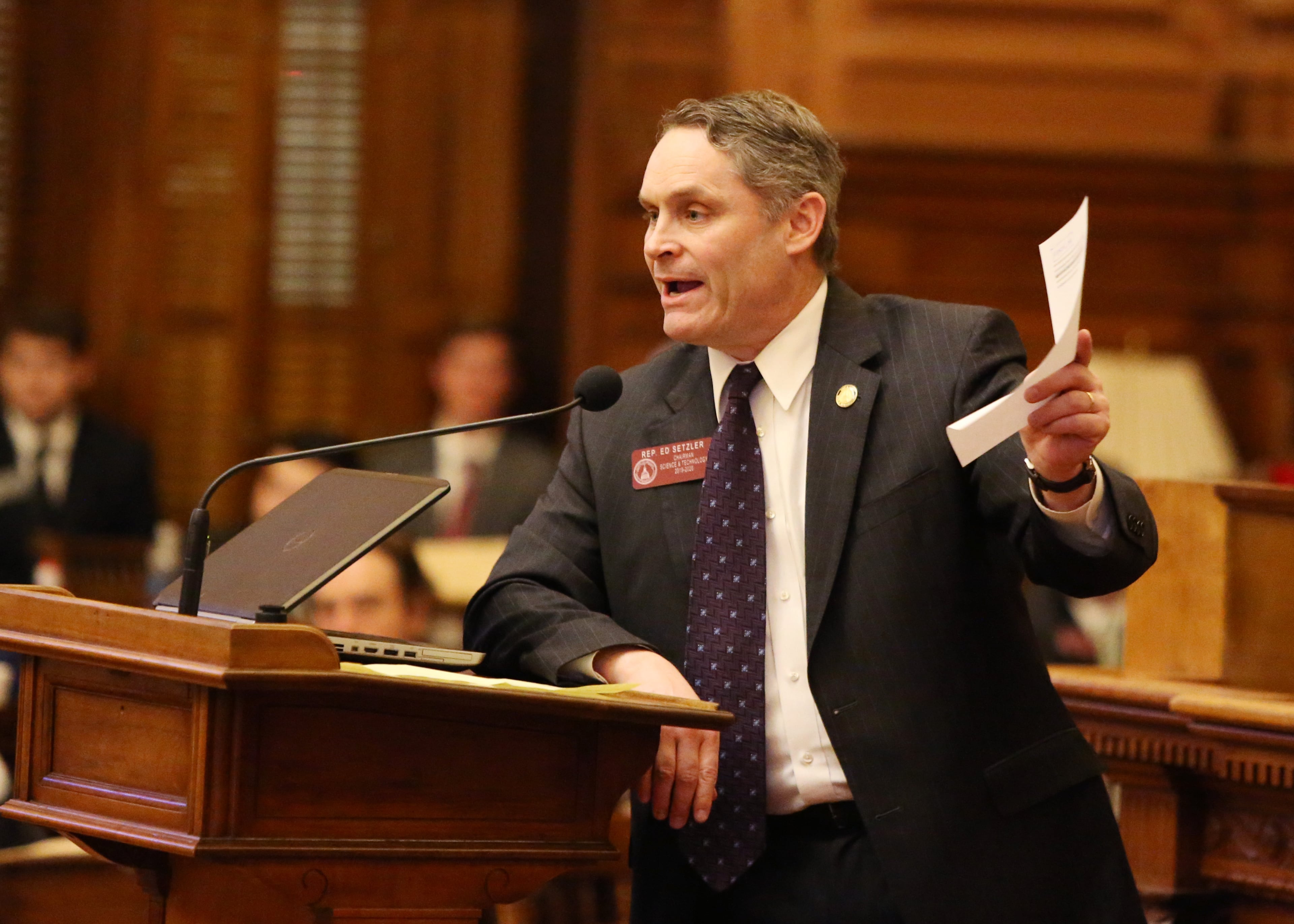 3/7/19 - Atlanta - Ed Setzler speaks in support of HB 481, the "heartbeat" bill, at the Georgia State Capitol in Atlanta, Georgia on Thursday, March 7, 2019. HB 484 passed. Today was the 28th day of the General Assembly, "crossover" day. EMILY HANEY / emily.haney@ajc.com