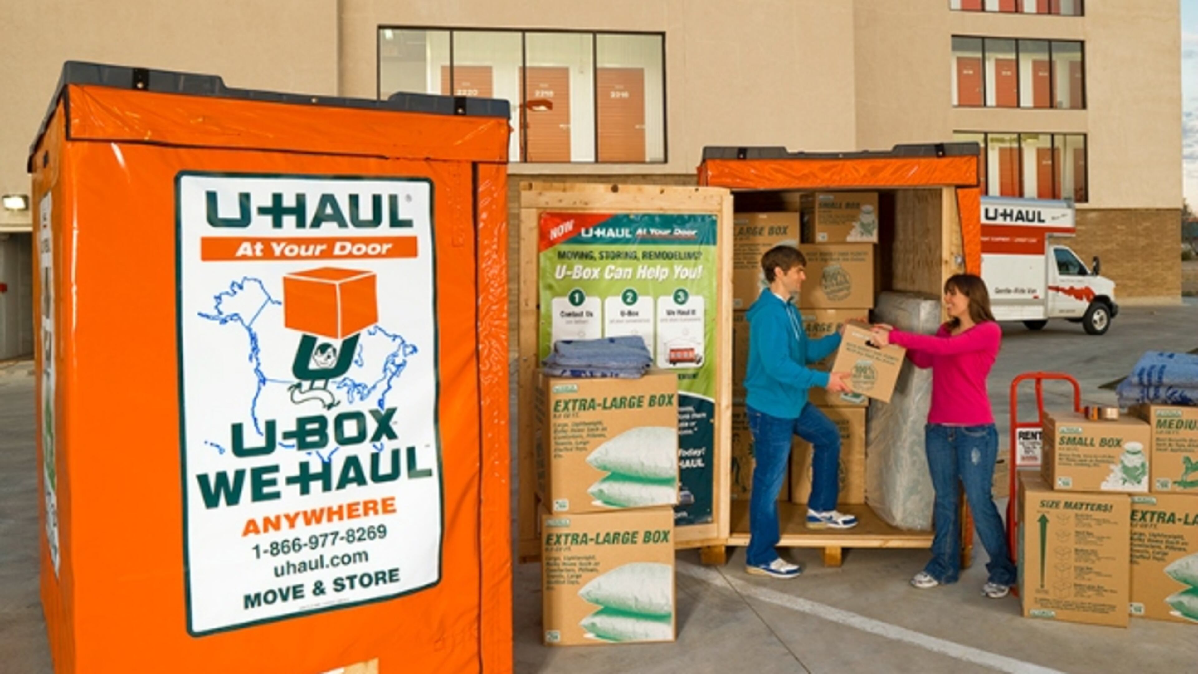 The use of U-Box self-storage boxes are part of the services being offered by U-Haul to hurricane victims. Photo:U-Haul
