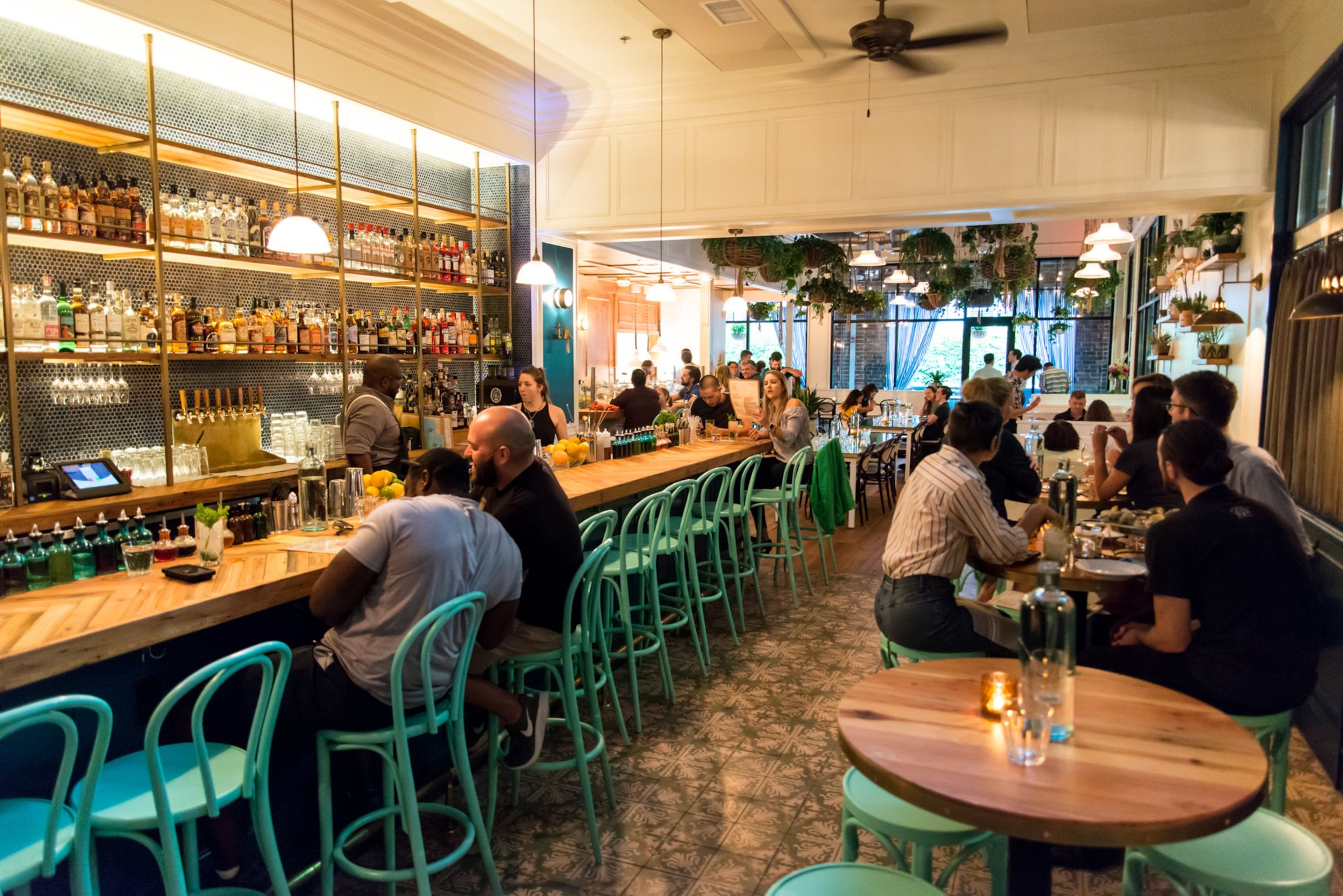 The interior of Watchman’s Seafood & Spirits winks at ’70s Panhandle style. CONTRIBUTED BY MIA YAKEL