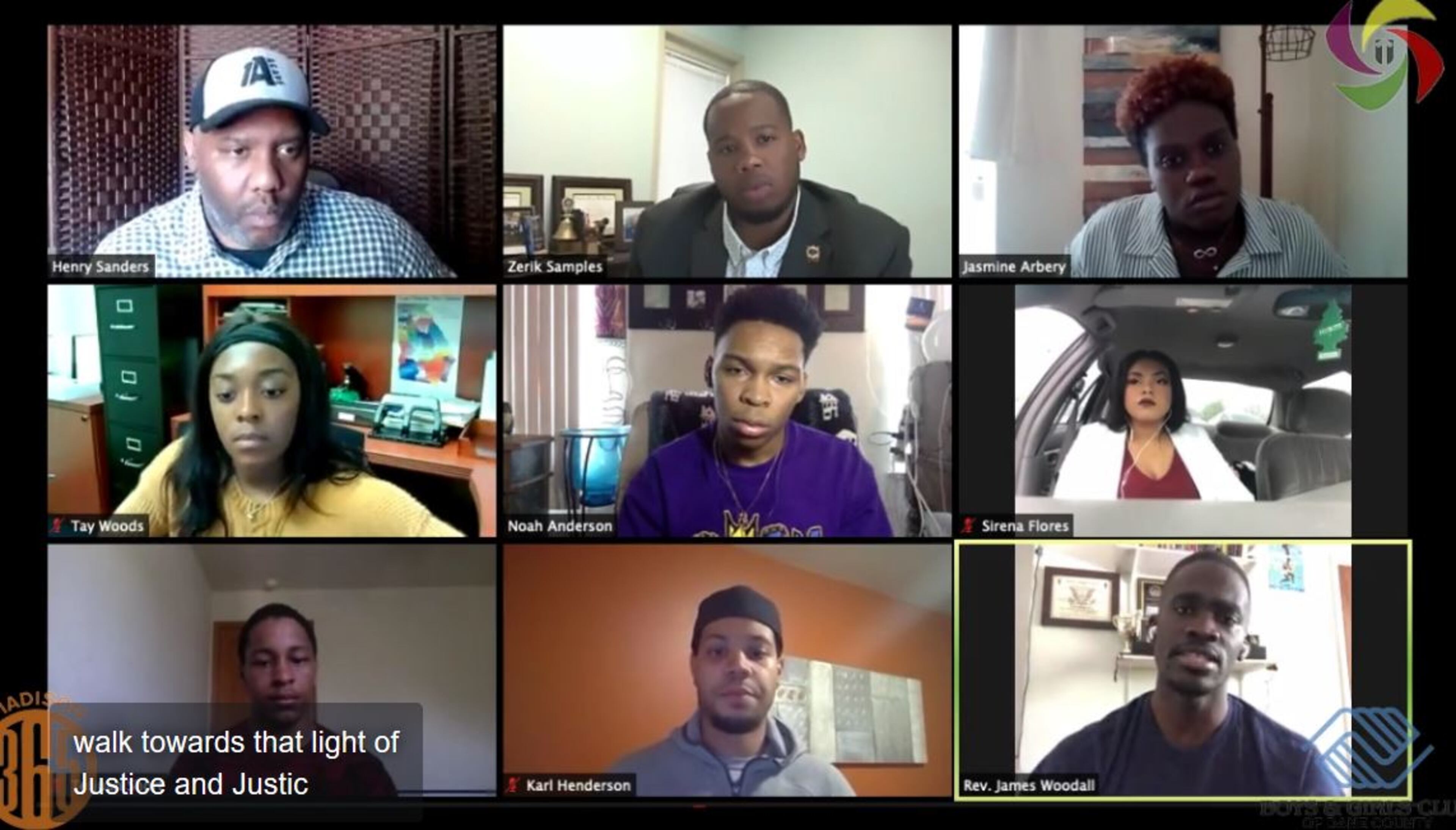 Jasmine Arbery, top right, was among those participating in a town hall meeting Friday addressing social inequalities. (Photo: Facebook)