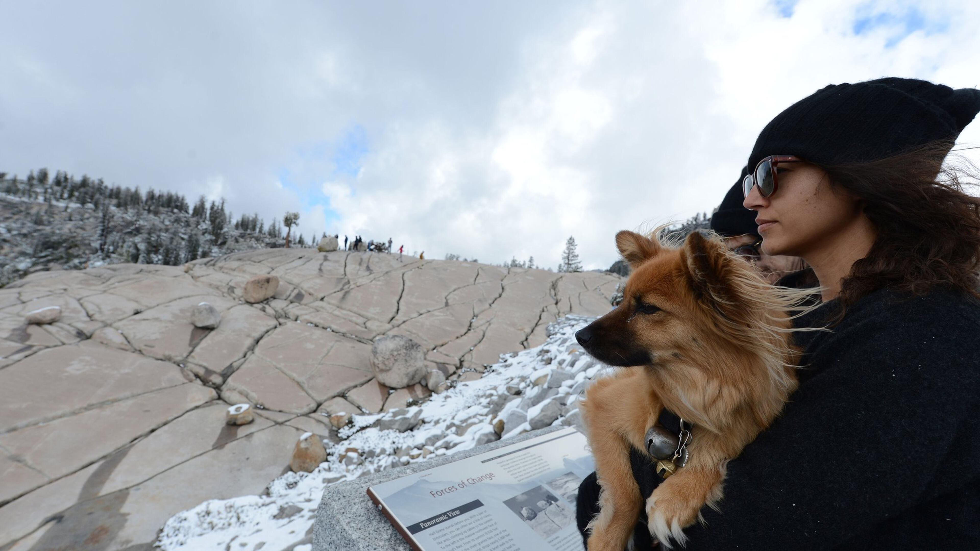 Niki Cloyd, of Los Angeles, and her dog Izzy take in the view on Thursday, Sept. 21, 2017 from Olmsted Point in northern Yosemite National Park in the central Sierra Nevada mountains of California. (Dan Honda/Bay Area News Group/TNS)