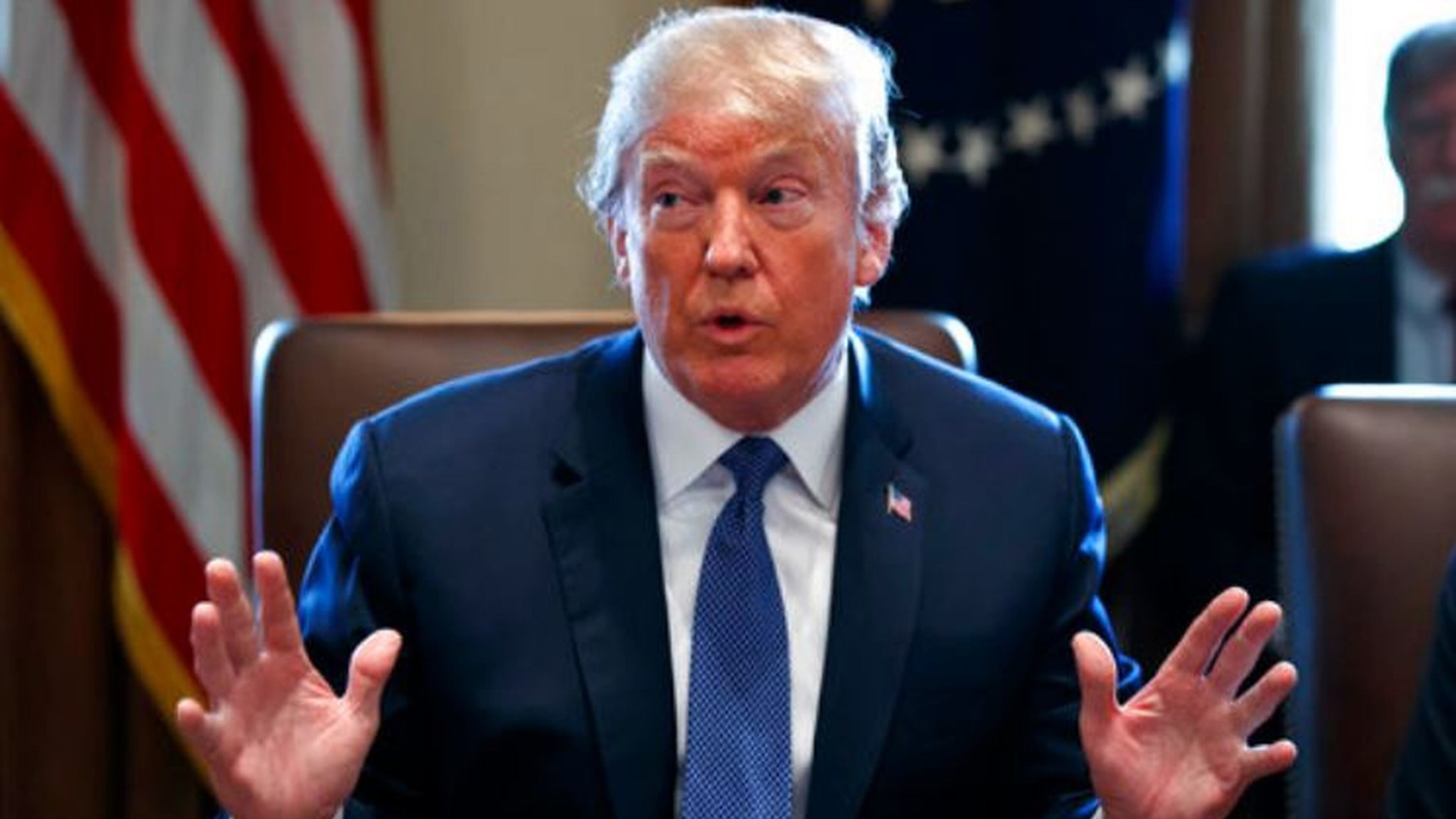 President Donald Trump speaks during a cabinet meeting at the White House, Monday, April 9, 2018. (AP Photo/Evan Vucci)
