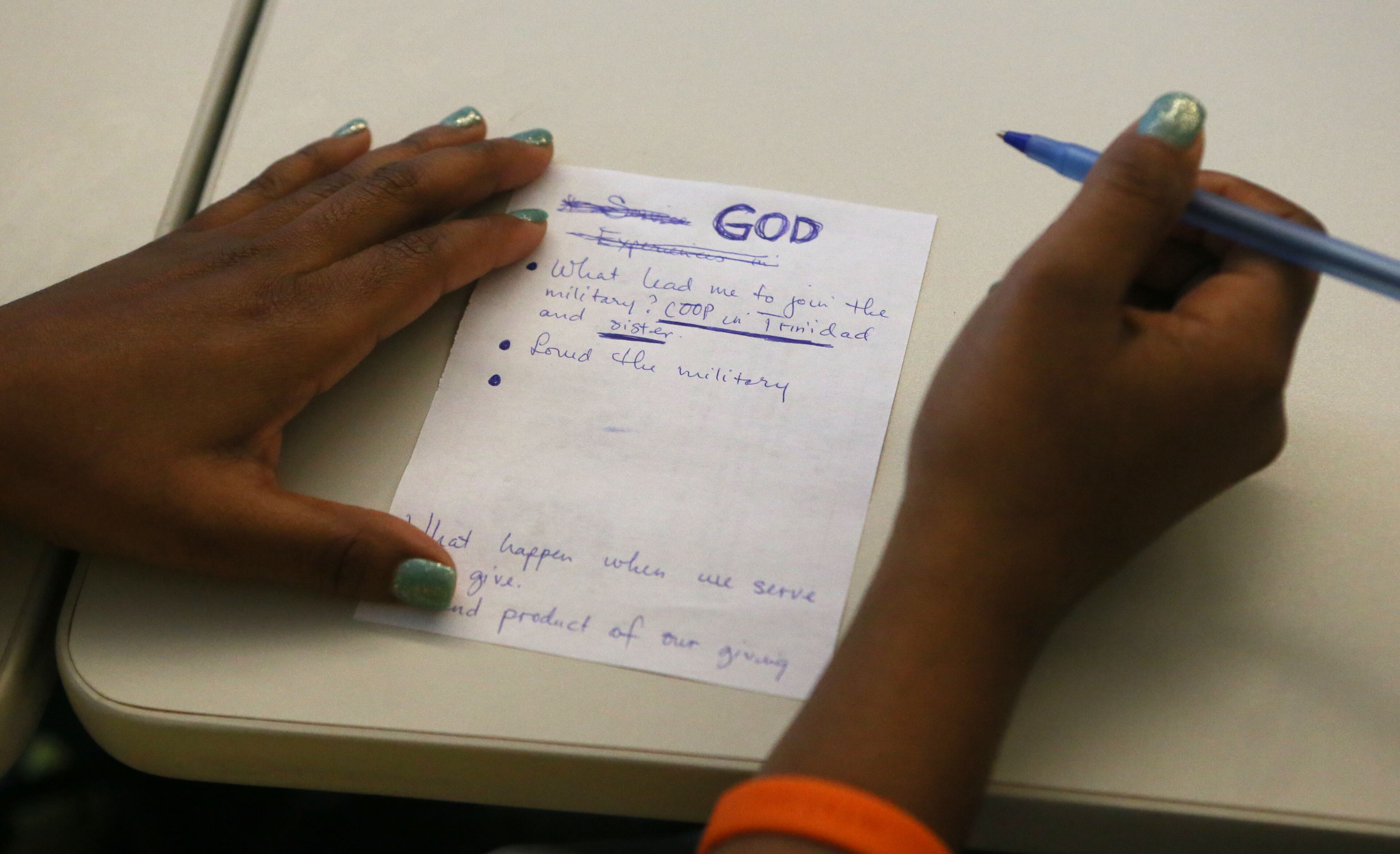 Before speaking to Sprint's WISE Employee Resource Group, a group of volunteers focused on growth and professional development for women, Simon makes a list of talking points.