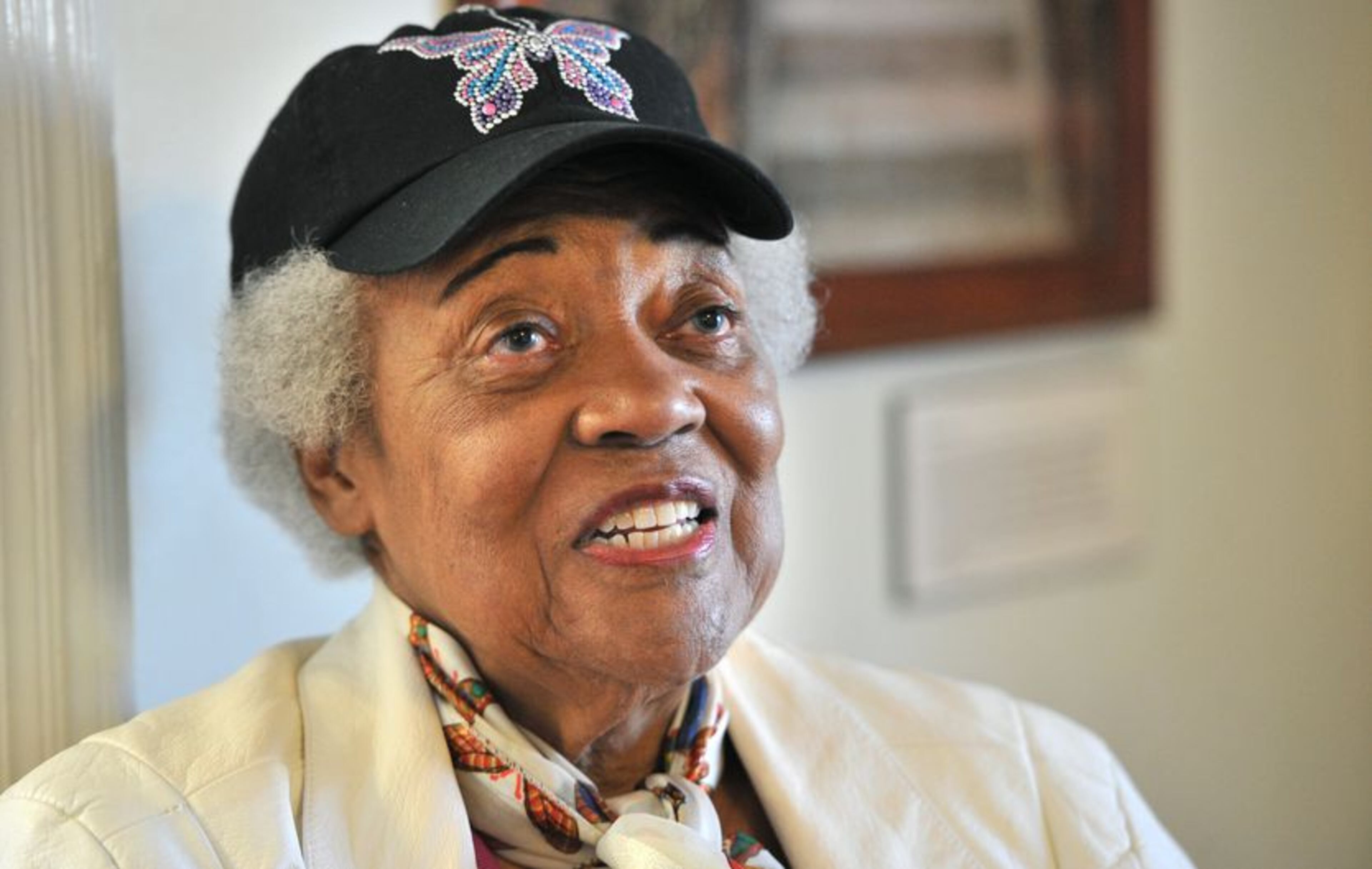 In this January 2014 photo, Naomi King talks about her husband, A.D. King, the brother of Martin Luther King Jr. HYOSUB SHIN / HSHIN@AJC.COM