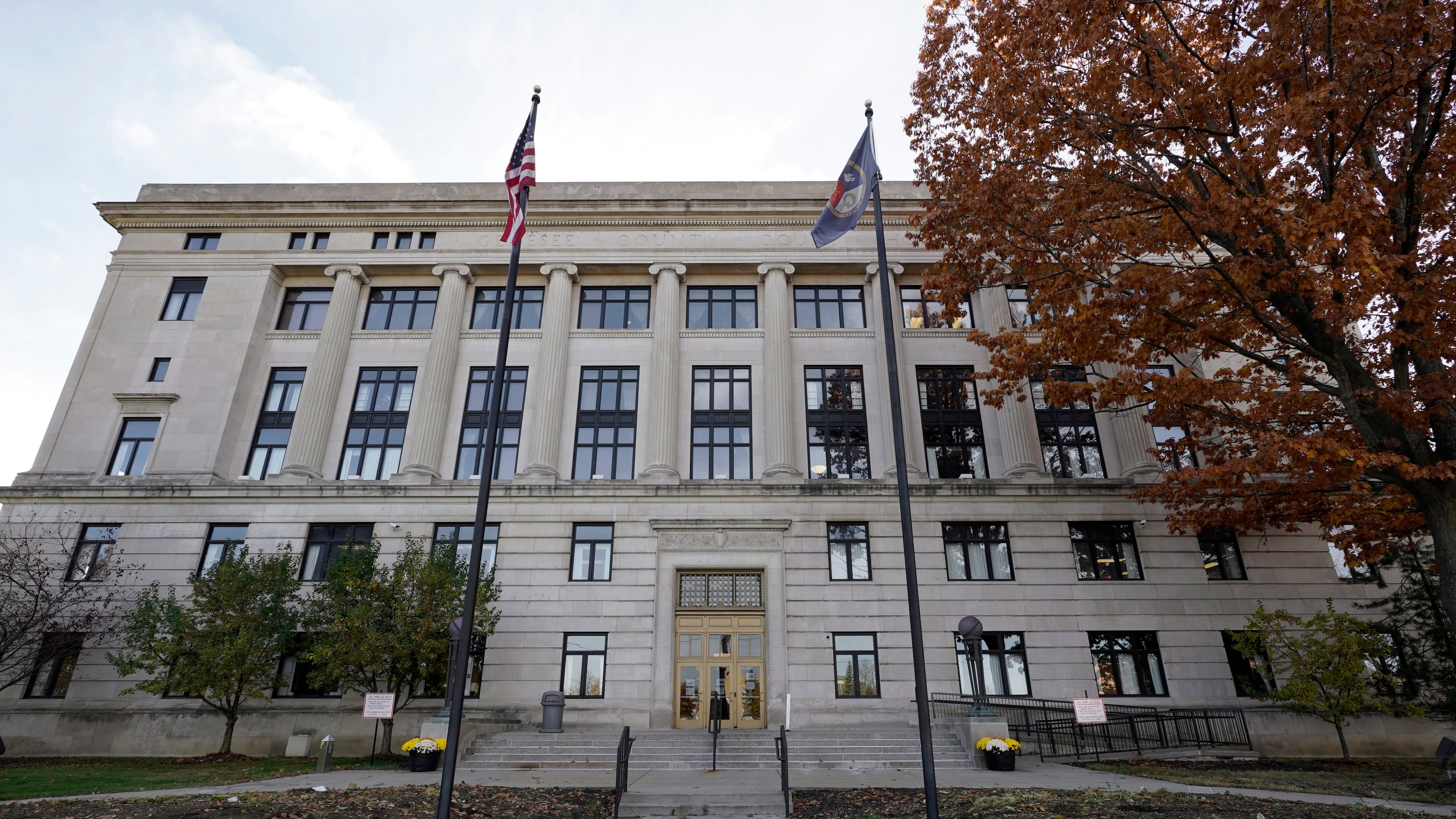 FILE - The Genesee County Courthouse is shown in Flint, Mich., Wednesday, Oct. 28, 2020. (AP Photo/Paul Sancya, File)