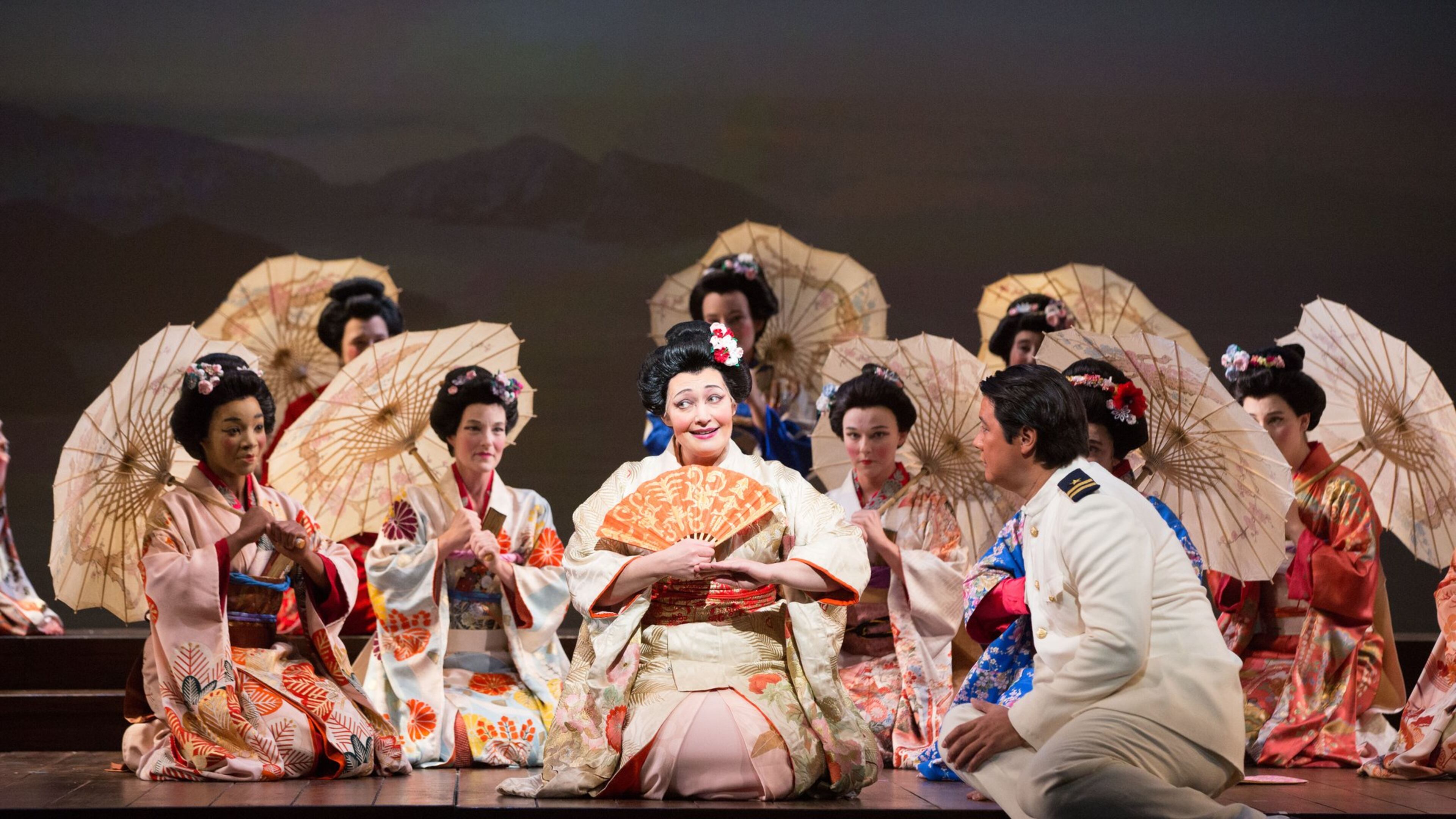 Dina Kuznetsova and Adam Diegel perform with members of the Atlanta Opera chorus in a new production of Giacomo Puccini’s “Madama Butterfly” at the Cobb Energy Performing Arts Centre through Nov. 16. CONTRIBUTED BY JEFF ROFFMAN