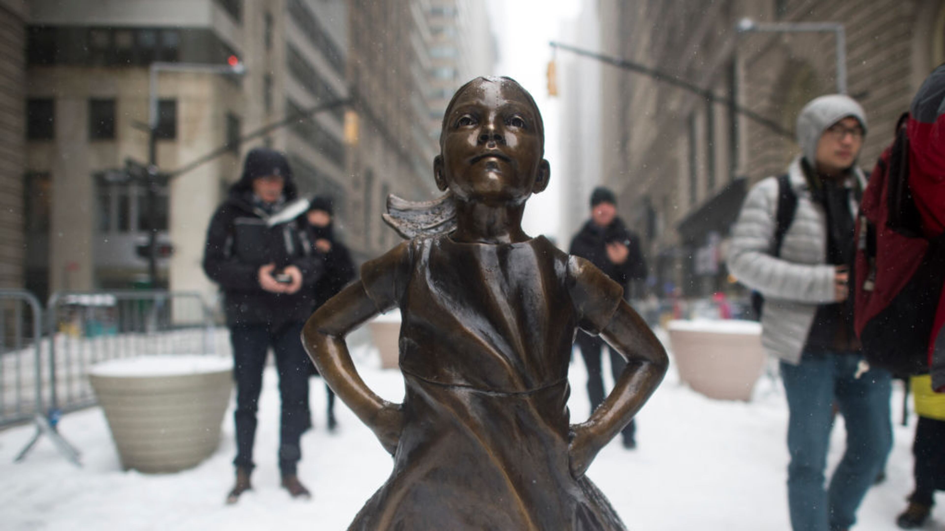 The Fearless Girl statue stands in New York's financial district.
