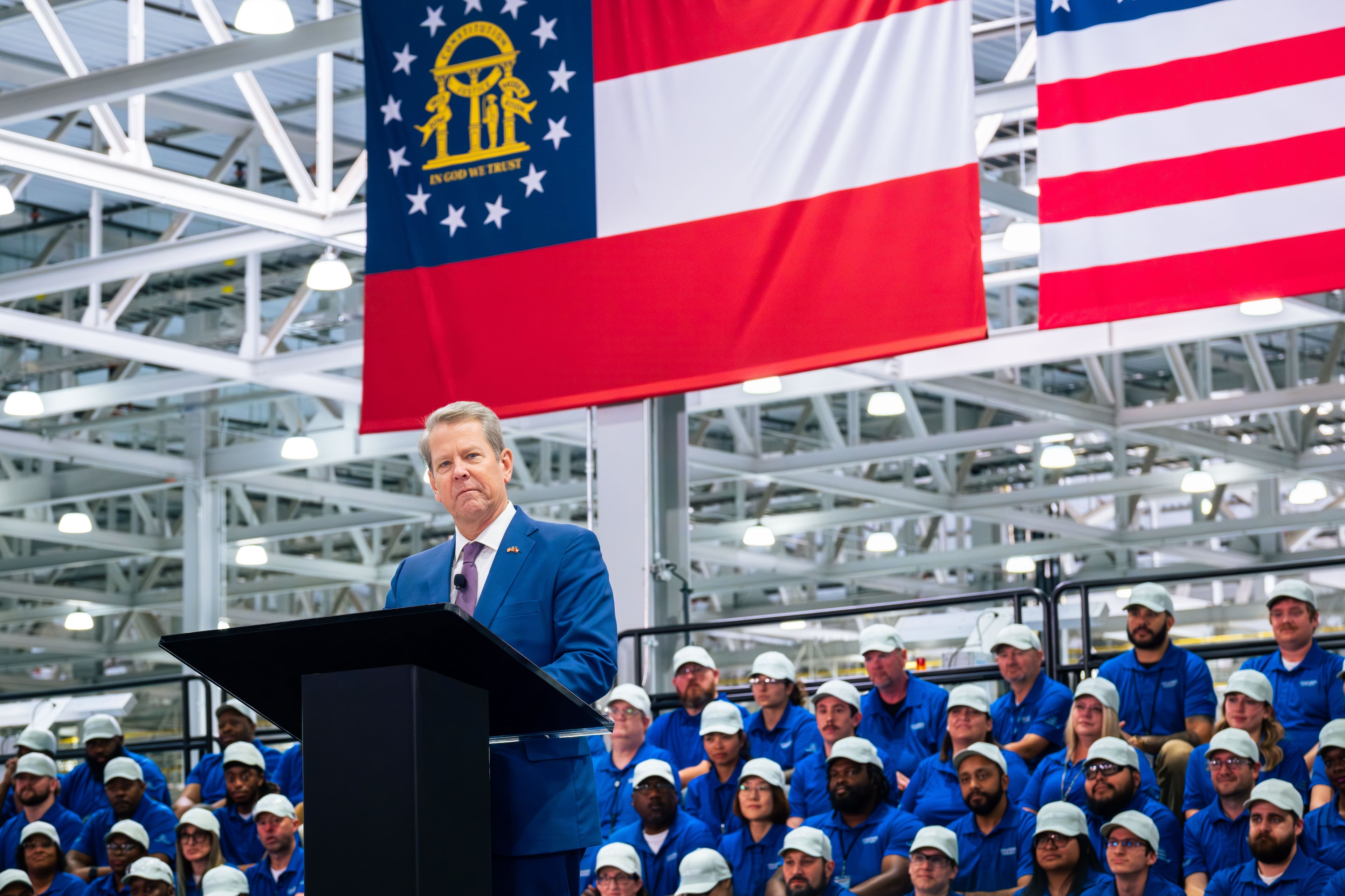 Gov. Brian Kemp spoke at the grand opening of the Hyundai Metaplant in Ellabell in March.