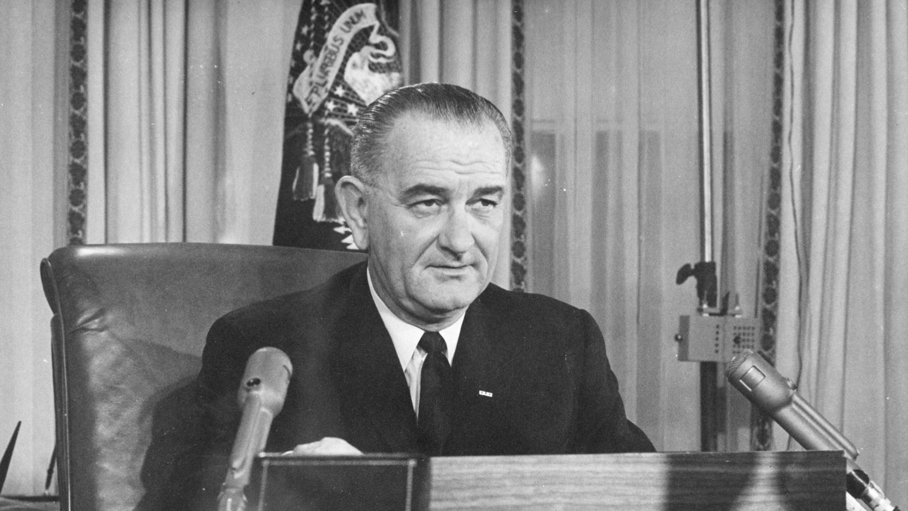 In an Oval Office address, President Lyndon Johnson stunned the nation by declaring he wouldn't seek reelection in 1968.