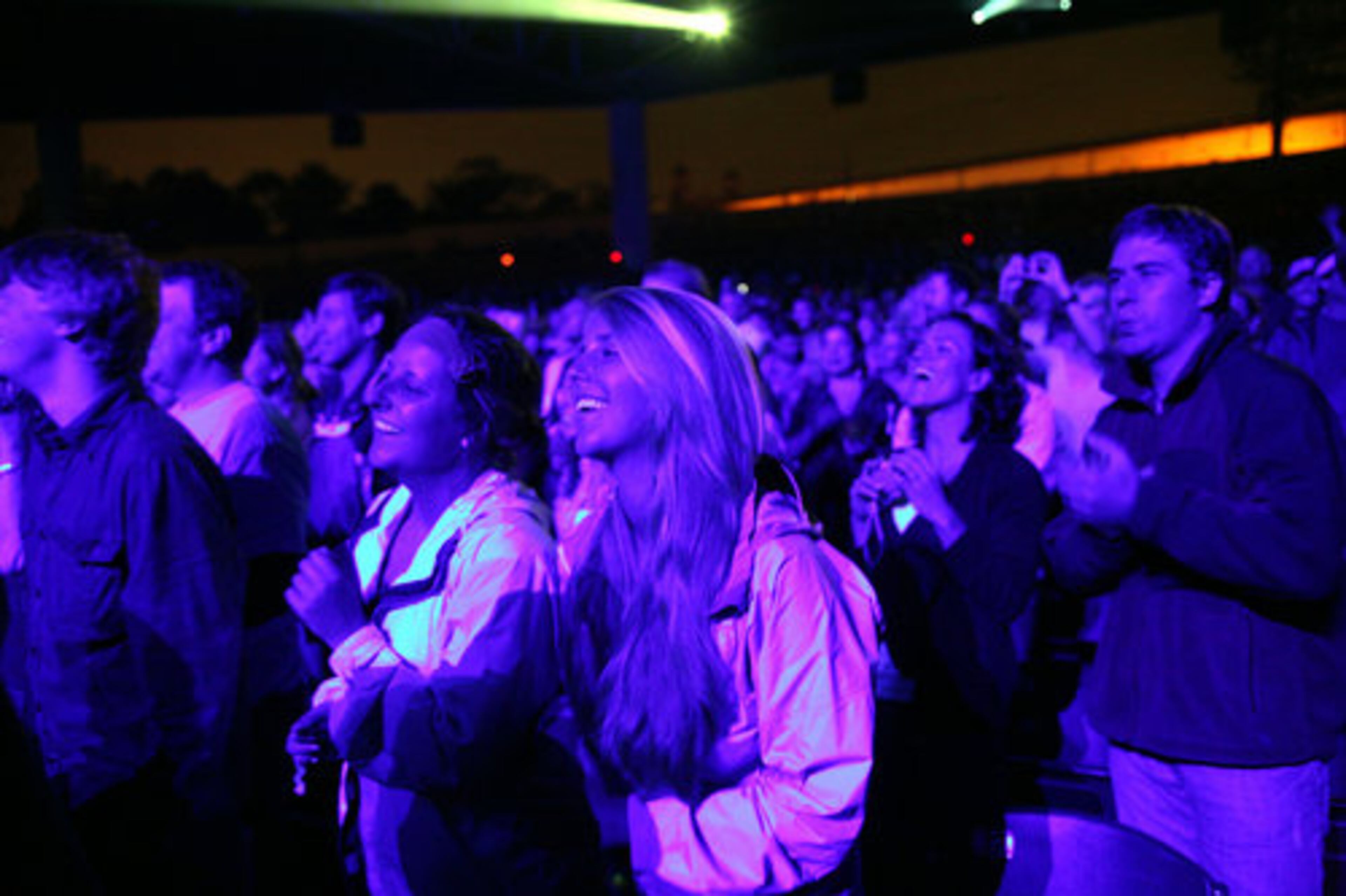 Even when bathed in purple light, fans seemed to enjoy the concert.