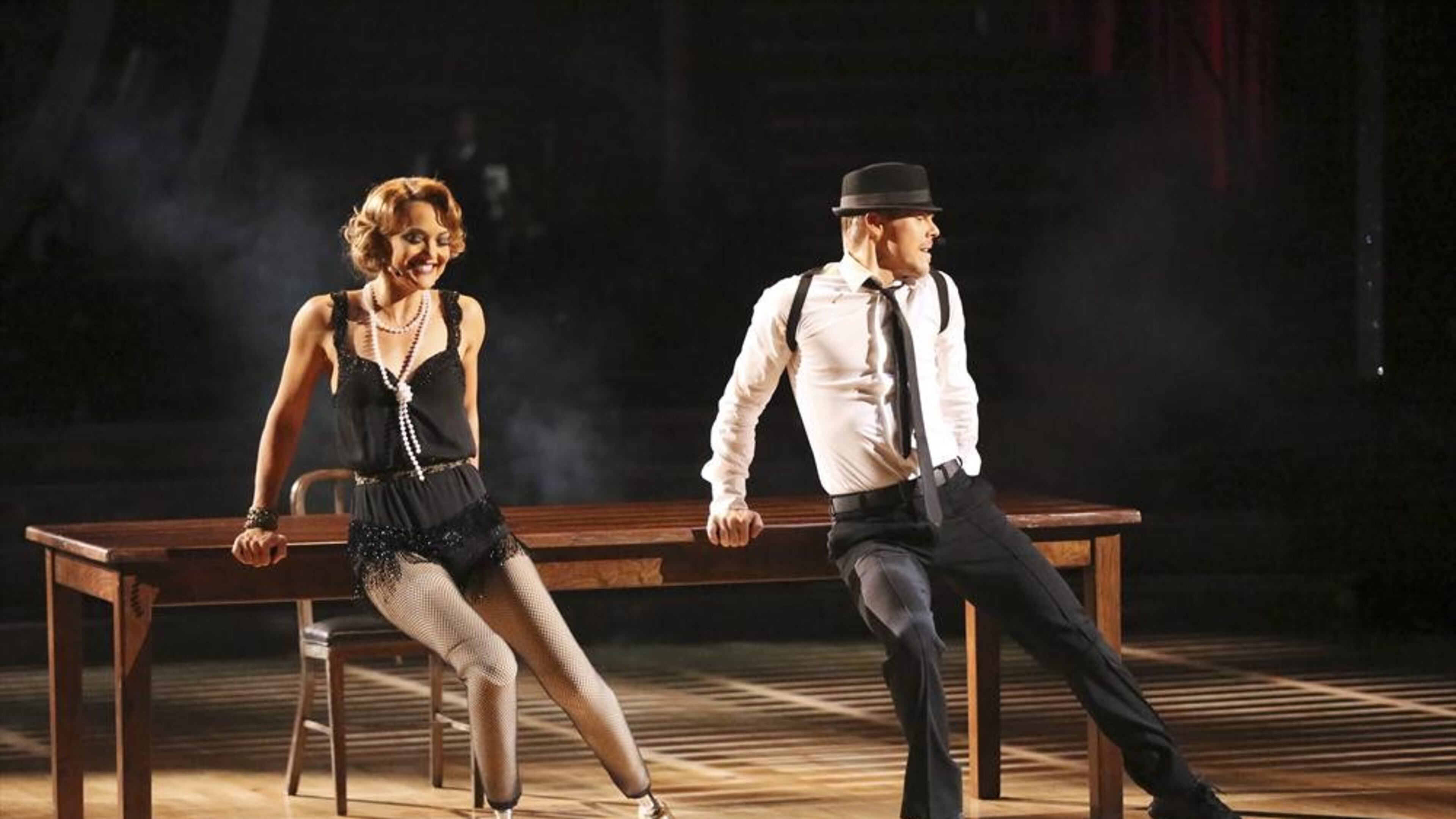 DANCING WITH THE STARS - "Episode 1809" - Emmy Award winning director and choreographer Kenny Ortega made his "Dancing With The Stars" debut as a guest judge on American Icons Night when he sat alongside Len Goodman, Bruno Tonioli and Carrie Ann Inaba, MONDAY, MAY 12 (8:00-10:01 p.m., ET) on the ABC Television Network. The semi-finals began as the five remaining couples arose to the challenge of performing two different routines to music by legendary and modern American Icons. The couples performed a variety of dance styles including Foxtrot, Rumba, Jazz, Viennese Waltz, Quickstep, Samba, Cha Cha, and Jive. (ABC/Adam Taylor) AMY PURDY, DEREK HOUGH My prediction: Amy Purdy will win tomorrow. CREDIT: ABC