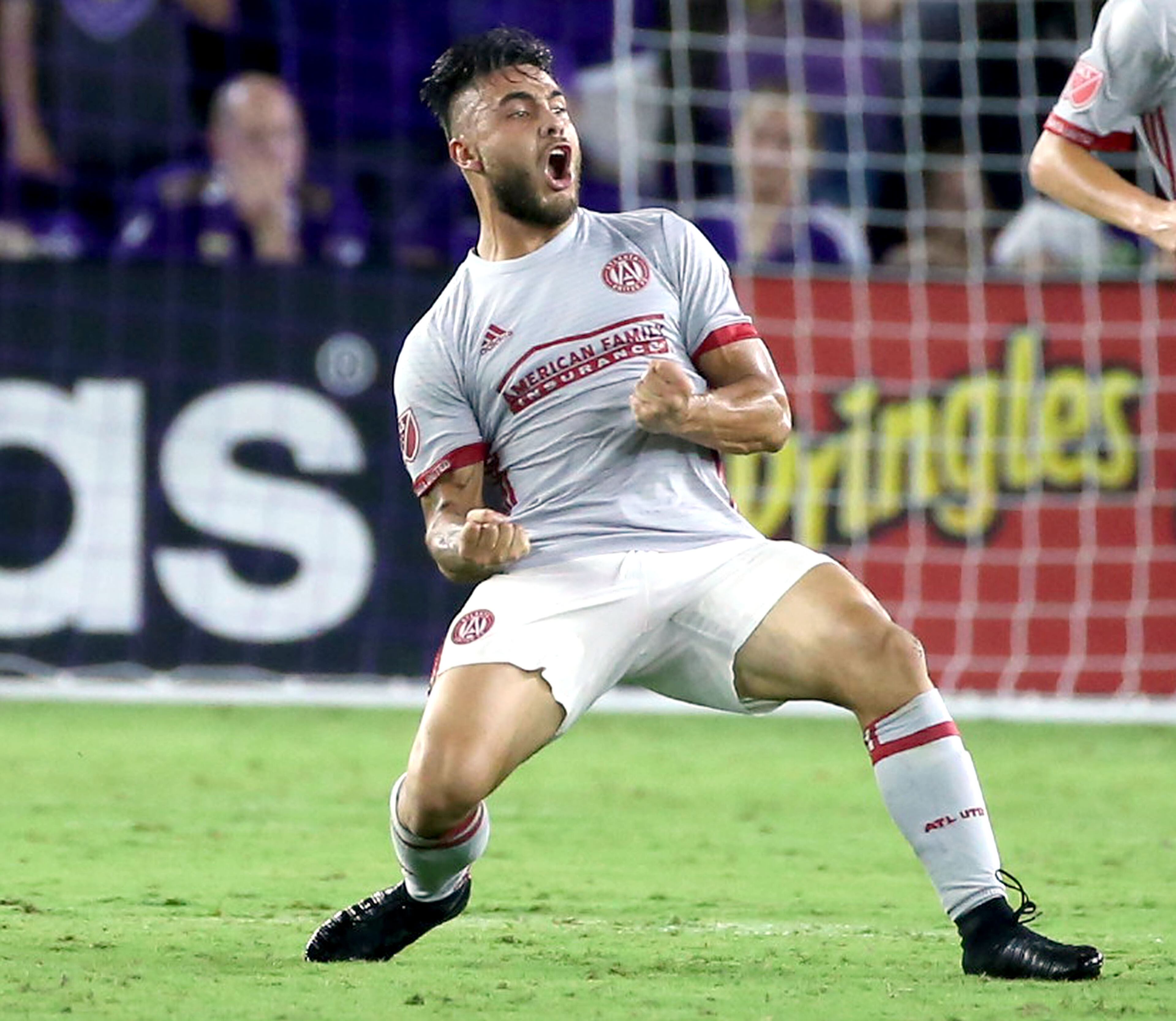 Atlanta United'd Hector Villalba celebrates after scoring a goal against Orlando City at Orlando City Stadium on Friday, July 21, 2017, in Orlando, Fla. Atlanta won, 1-0. (Stephen M. Dowell/Orlando Sentinel/TNS)