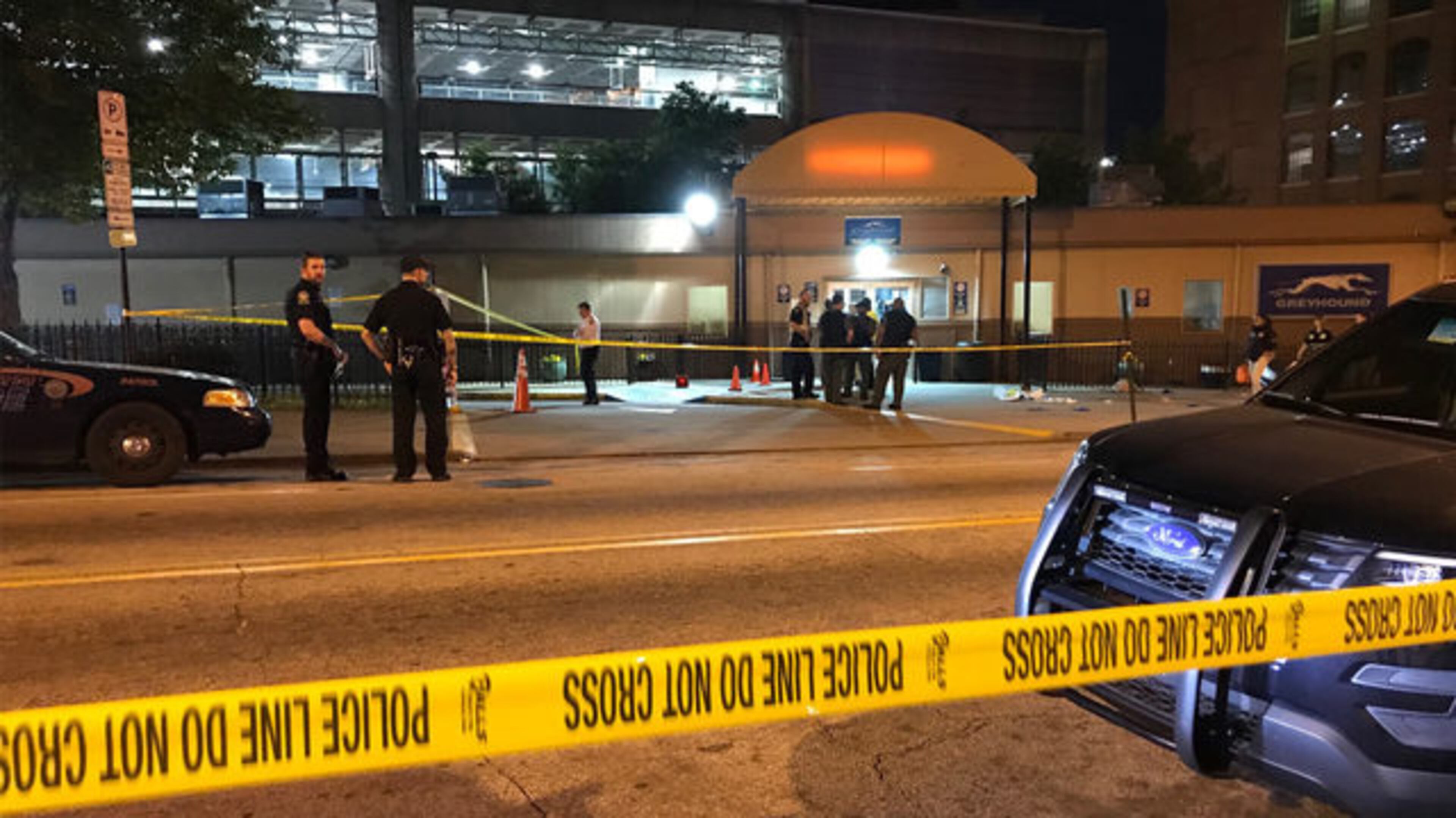 An off-duty Georgia State University officer shot a man who tried to attack her at a Greyhound bus station Monday night, according to police. (Credit: Channel 2 Action News)