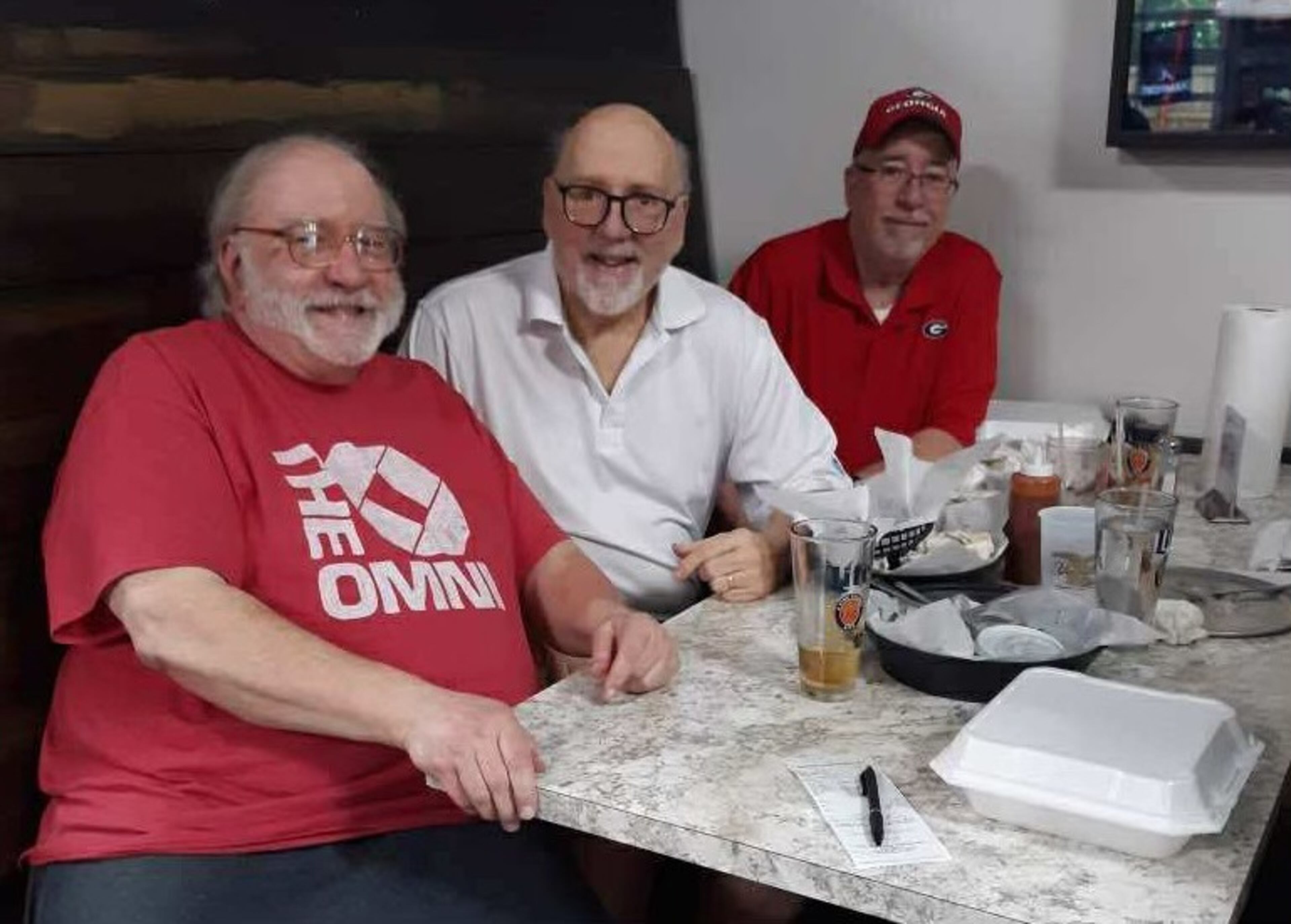 This last picture of the three King brothers together — from left, Bill, Jonathan and Timothy — was taken by a restaurant server. (Courtesy of Bill King)
