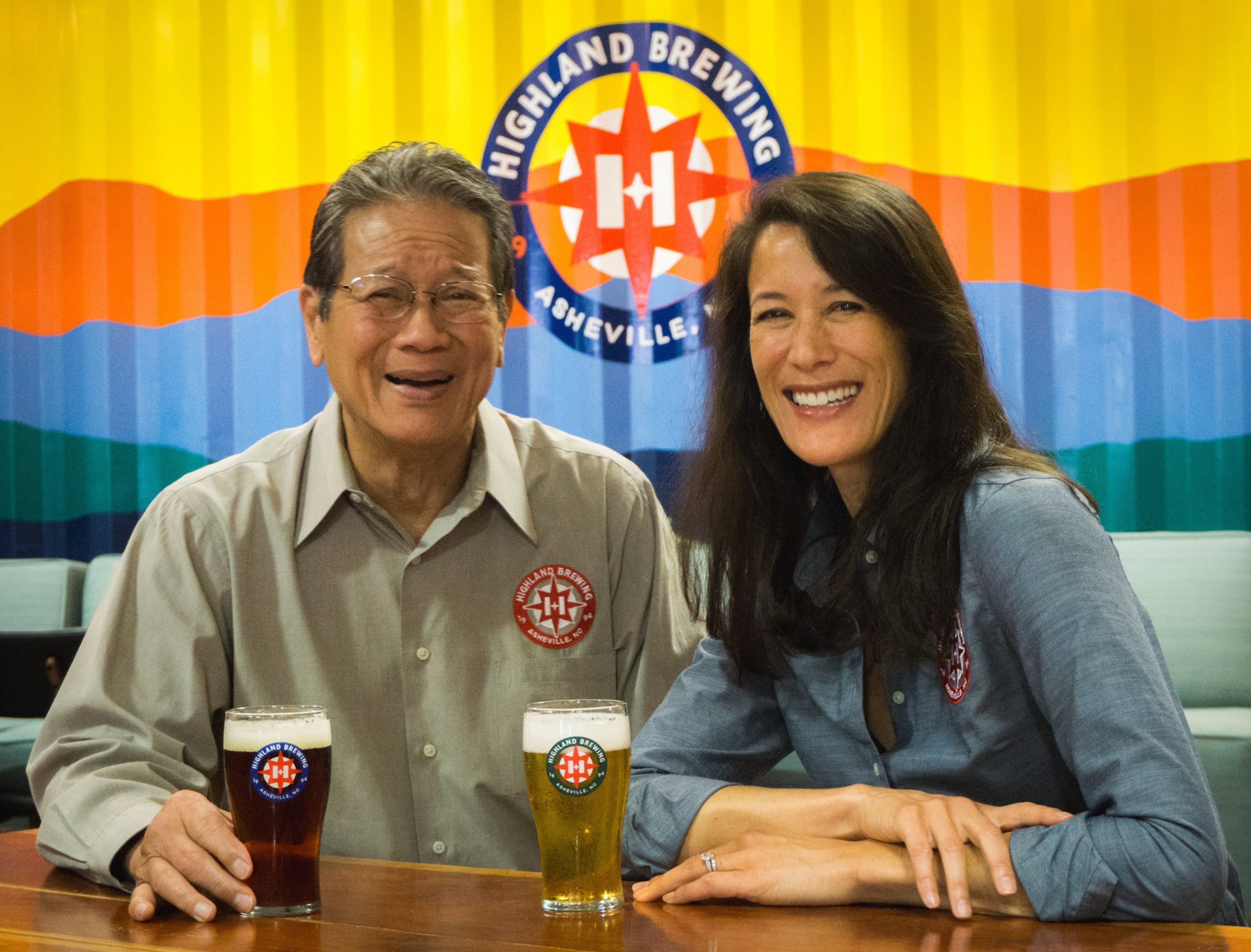 Founder Oscar Wong and President/CEO Leah Wong Ashburn celebrated the 25th anniversary of Asheville’s Highland Brewing Co. in 2019. CONTRIBUTED BY HIGHLAND BREWING CO.