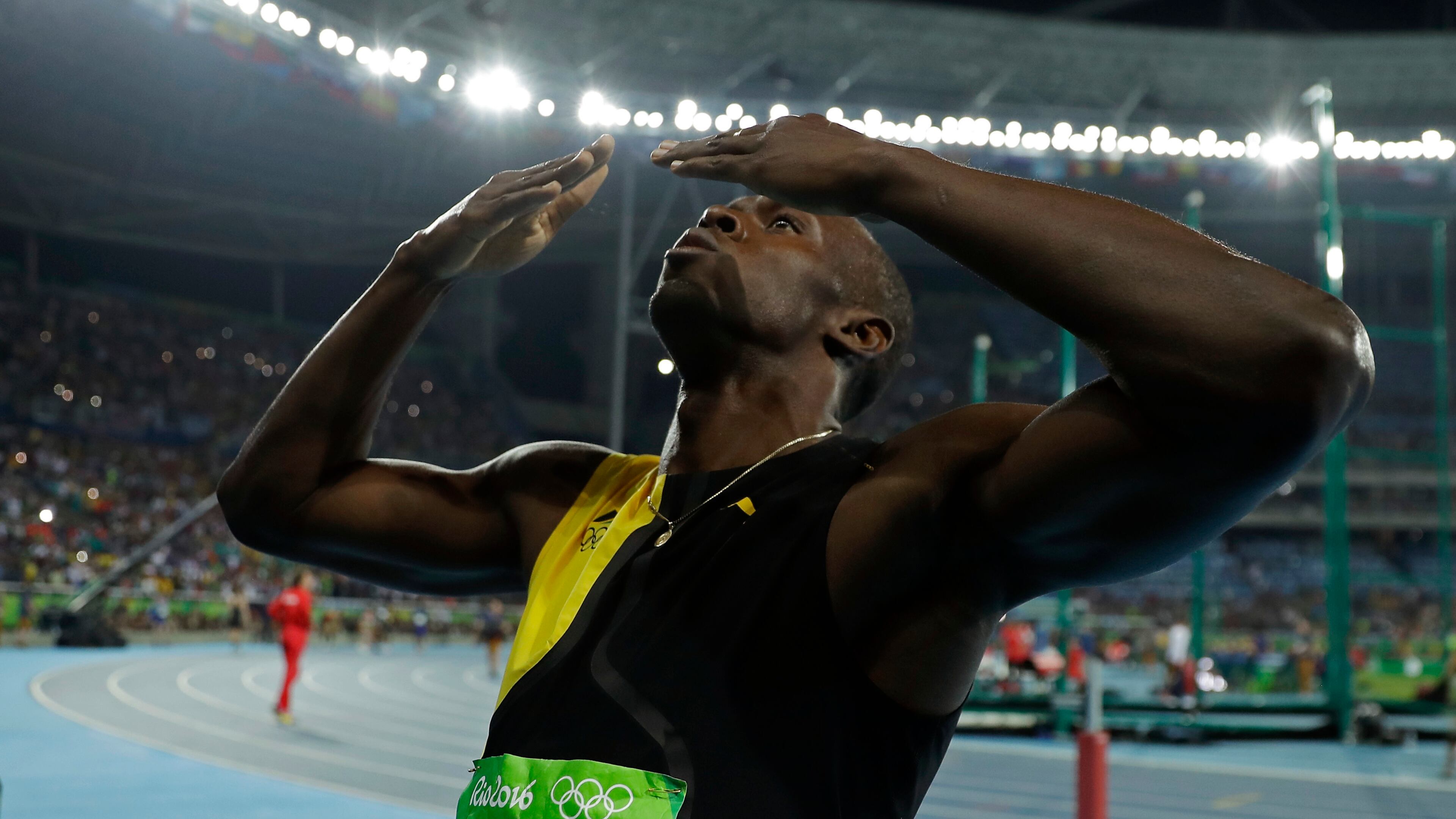 Jamaica's Usain Bolt celebrates after winning the gold medal during the men's 100-meter final during the athletics competitions in the Olympic stadium of the 2016 Summer Olympics in Rio de Janeiro, Brazil, Sunday, Aug. 14, 2016. (AP Photo/Matt Slocum)