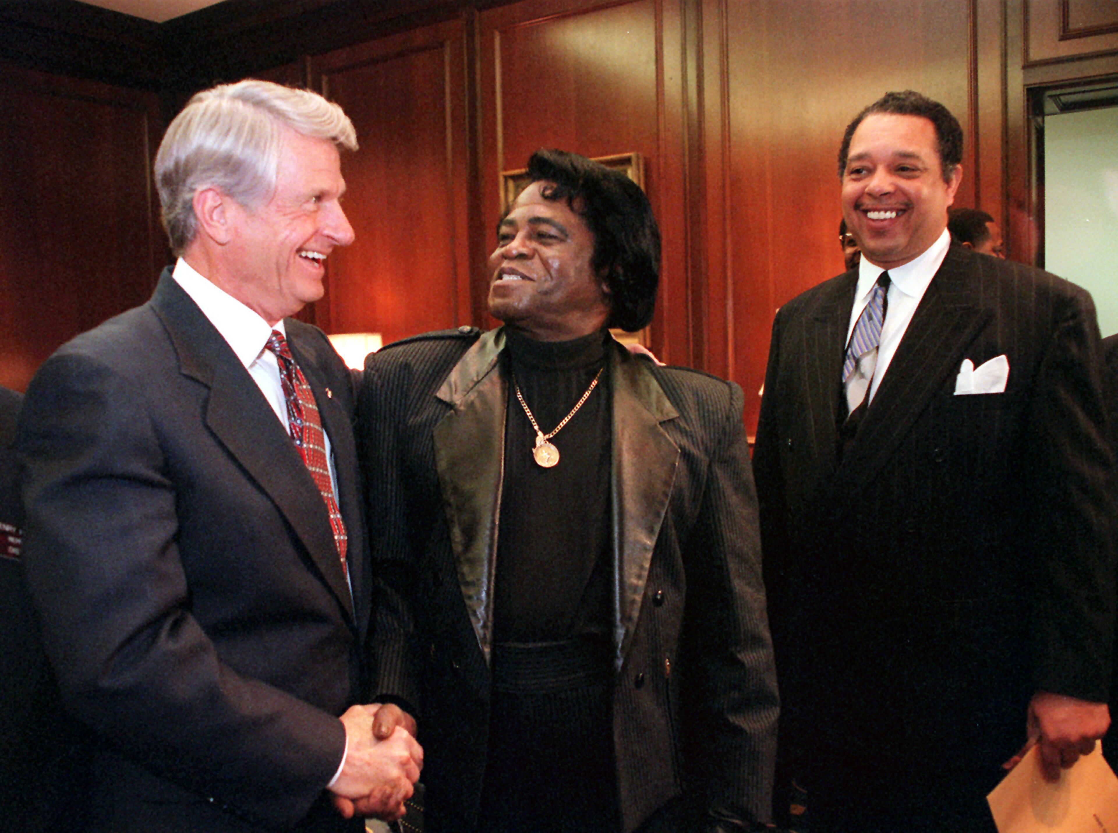 970327 - James Brown with Georgia Governor Zell Miller on March 27, 1997. (KIMBERLY SMITH / AJC staff)