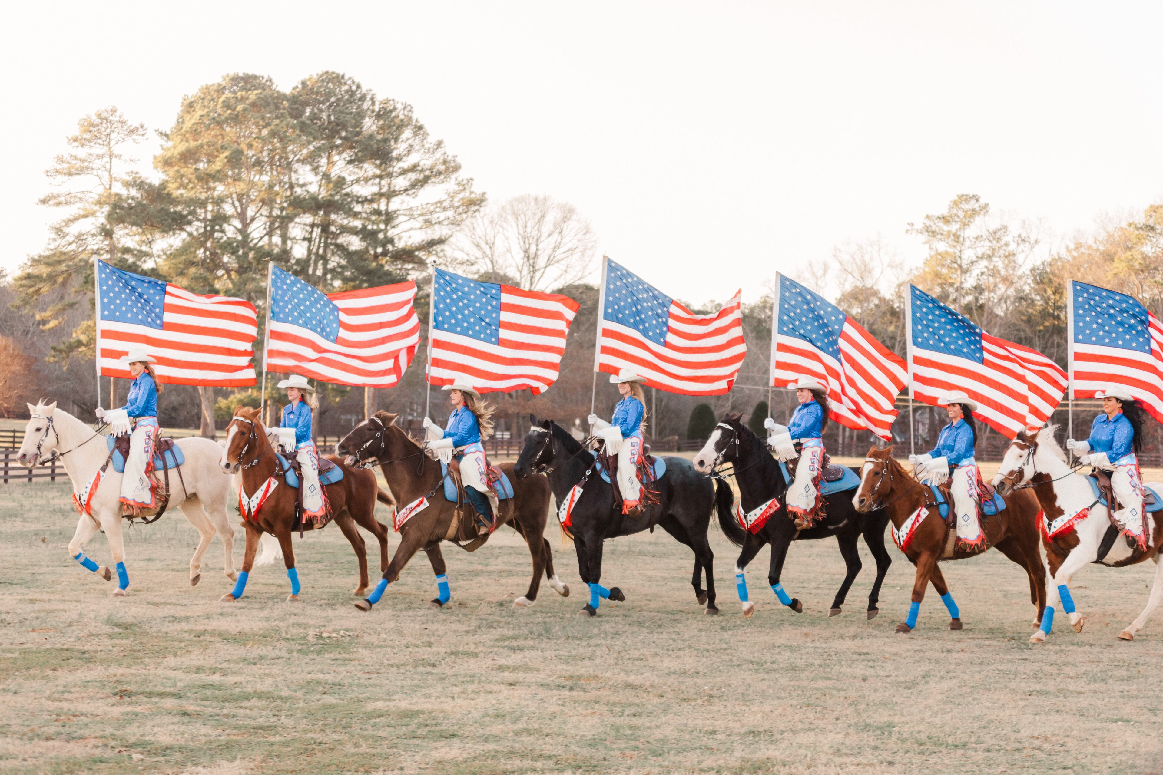 The Diamond D Cowgirls, a professional horseback drill team from Georgia, were to perform in the inaugural parade in Washington D.C. Monday until expected bad weather canceled their plans.