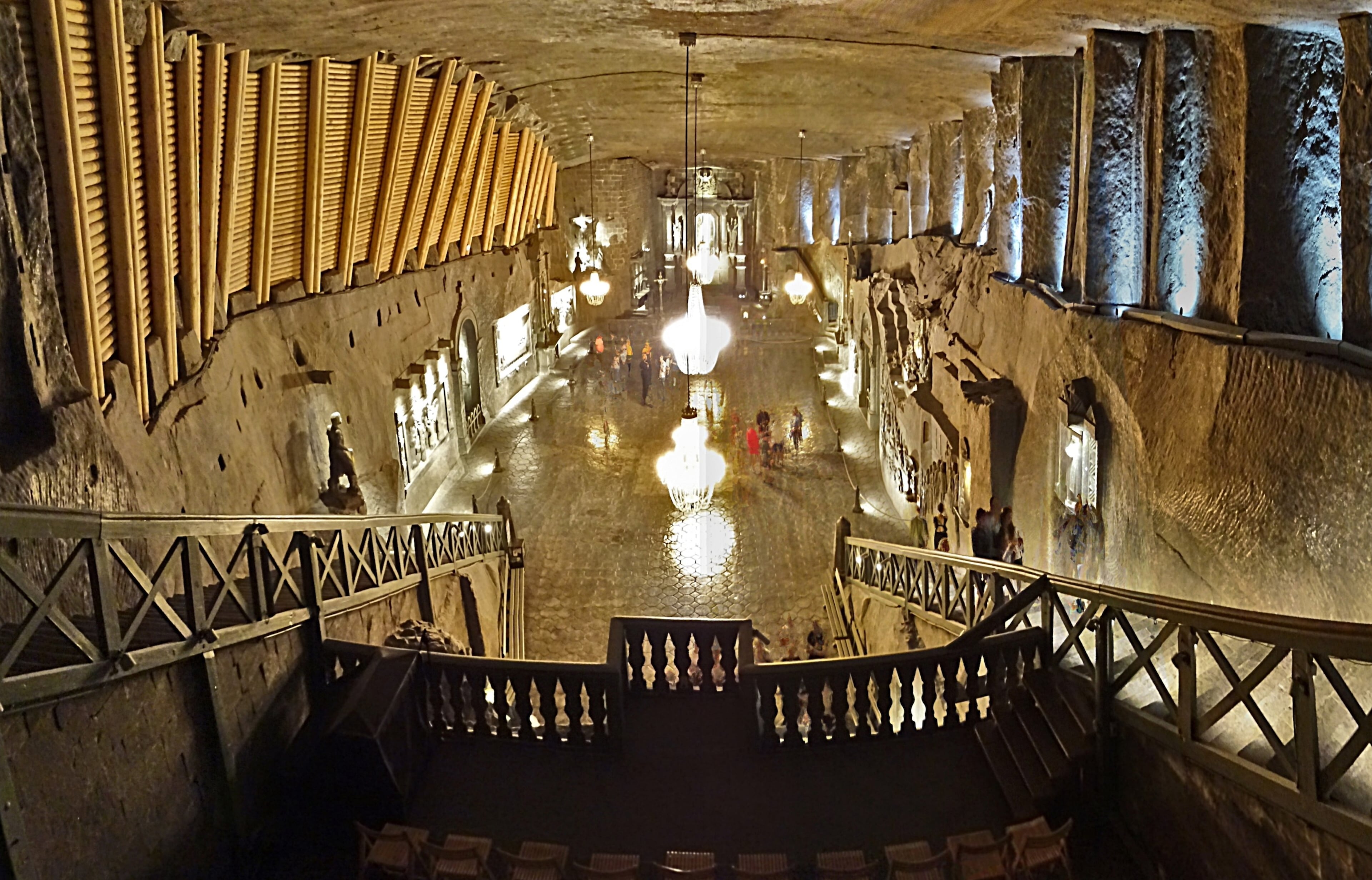 The largest underground church in the world, St. Kinga Chapel in the Wieliczka Salt Mine in Wieliczka, Poland, was carved by Polish miners entirely from salt. (Courtesy of Museum of Design Atlanta/Erwin Meier)