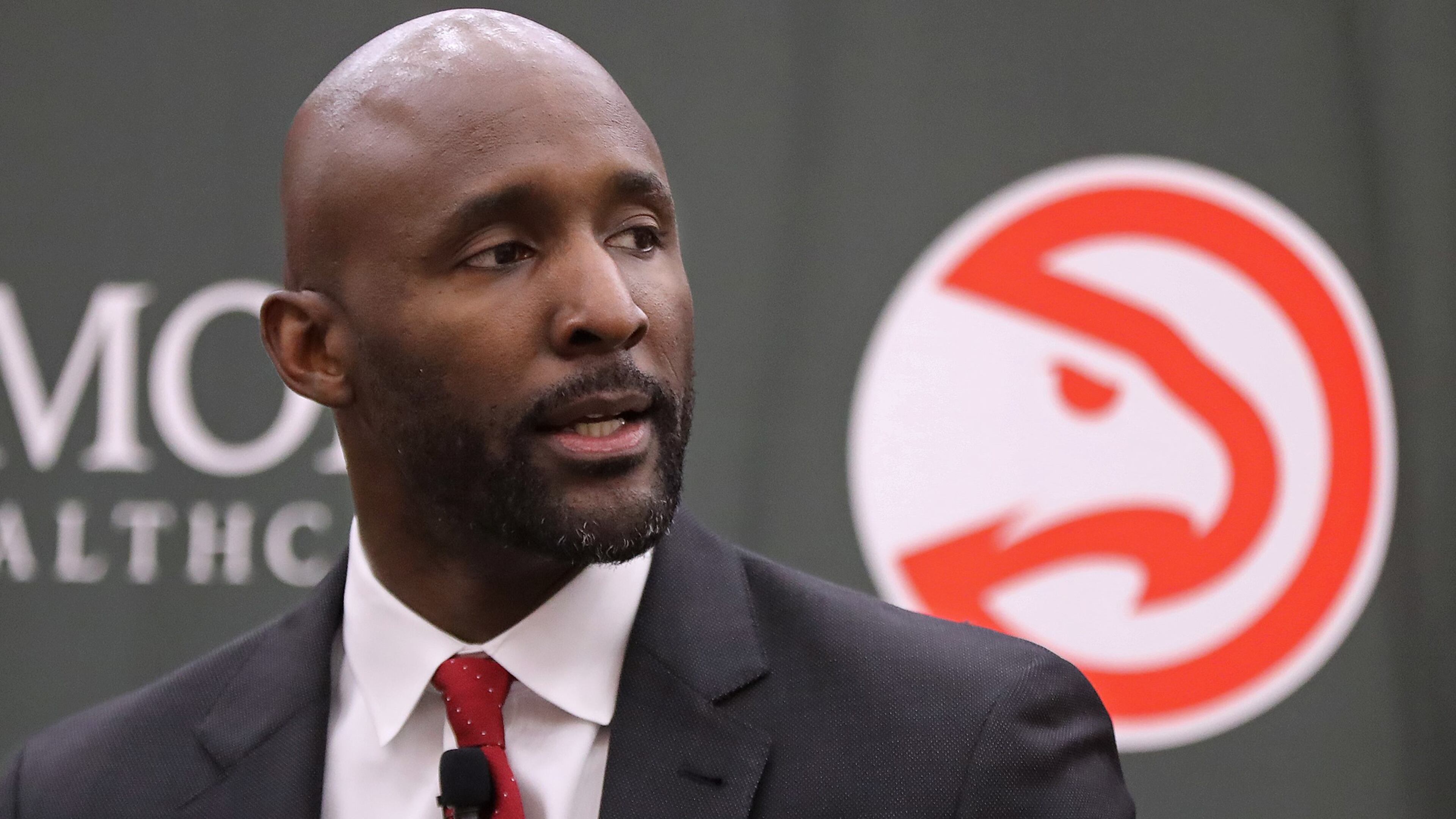 The Atlanta Hawks head coach Lloyd Pierce is introduced as the 13th full-time coach in the Atlanta history of the NBA basketball franchise on Monday, May 14, 2018, in Atlanta. Curtis Compton/ccompton@ajc.com