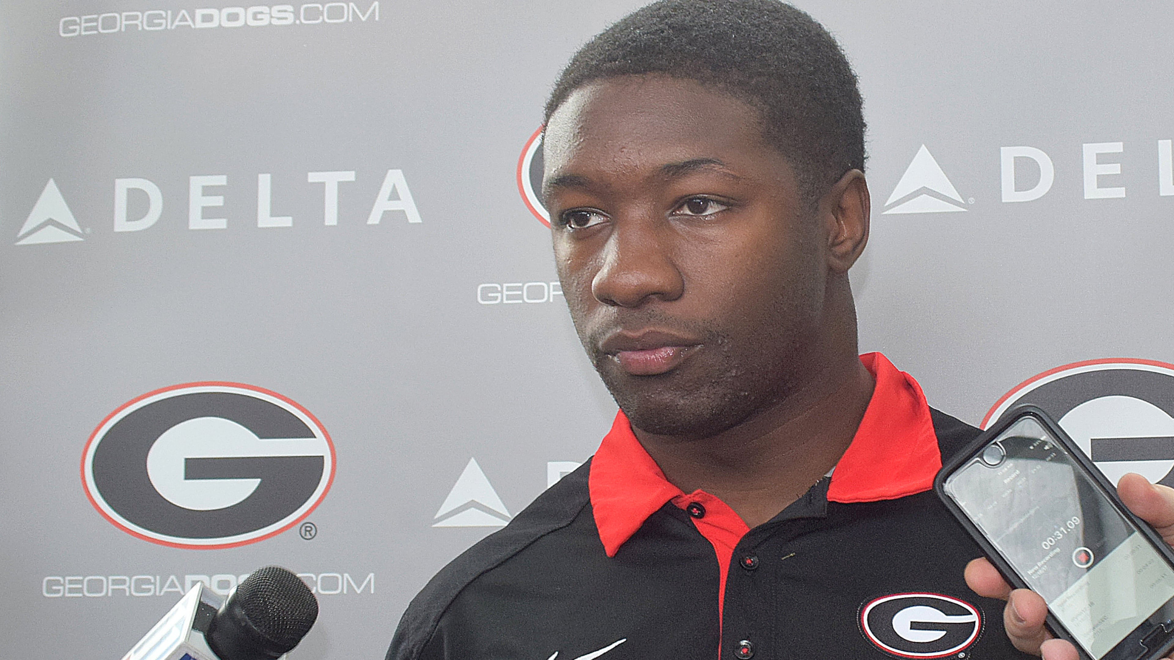 Georgia inside linebacker Roquan Smith (3) during the Bulldogs' media session at Bitts-Mehre Heritage Hall in Athens, Ga., on Monday, Dec. 18, 2017. (Photo by Steven Colquitt)