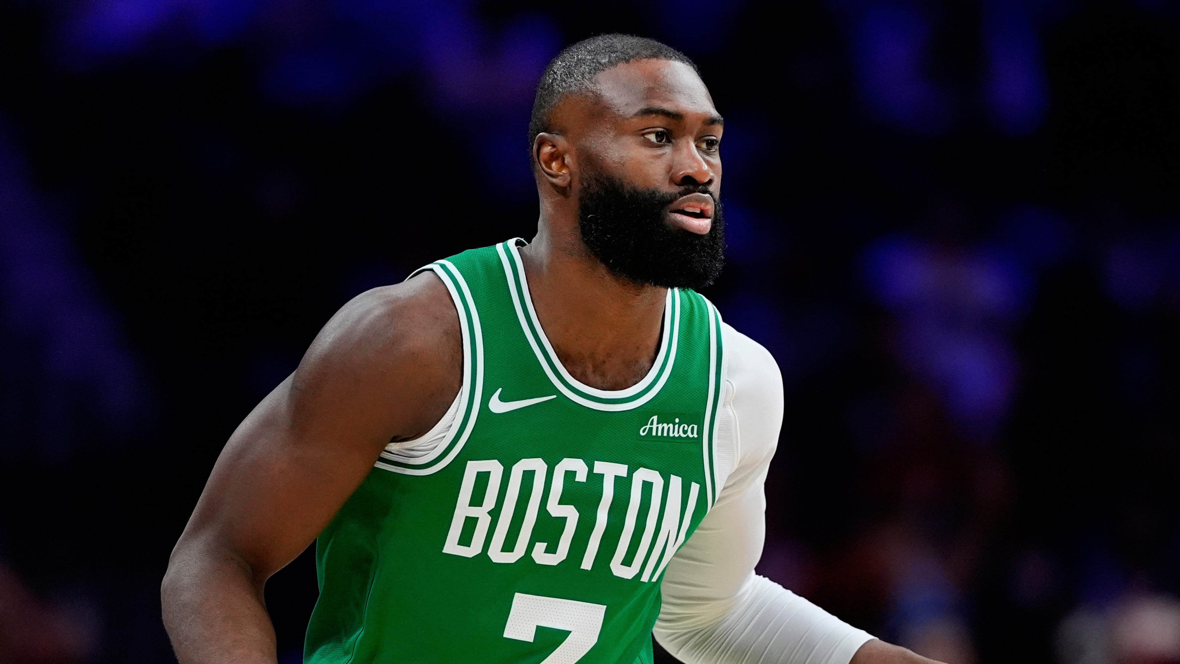 FILE - Boston Celtics' Jaylen Brown plays during Game 6 in a first-round NBA basketball playoff series Thursday, April 30, 2026, in Philadelphia. (AP Photo/Matt Slocum,File)
