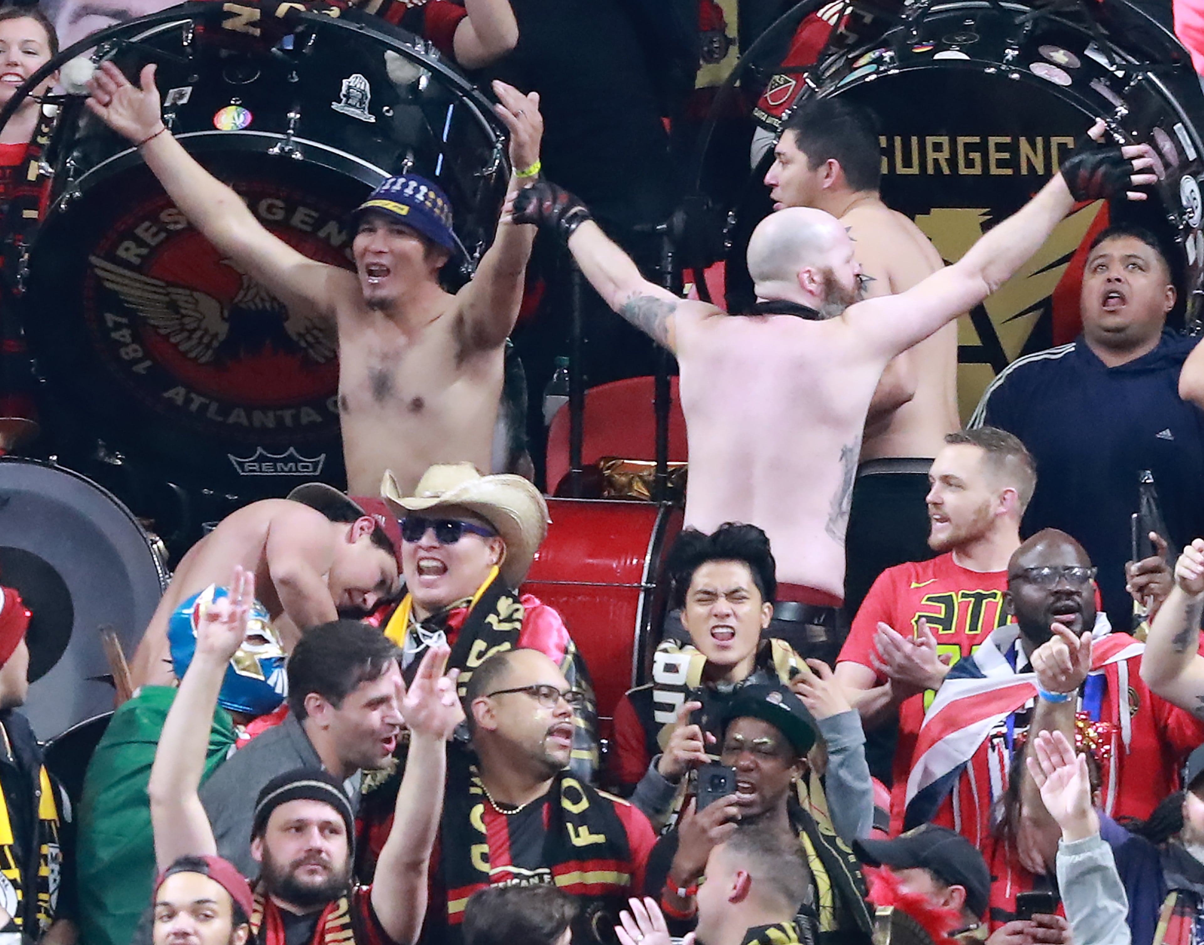 Dec 8, 2018 Atlanta: Atlanta United fans get fired up as their team takes the field preparing to play the Portland Timbers for the MLS CUP on Saturday, Dec 8, 2018, in Atlanta. Curtis Compton/ccompton@ajc.com