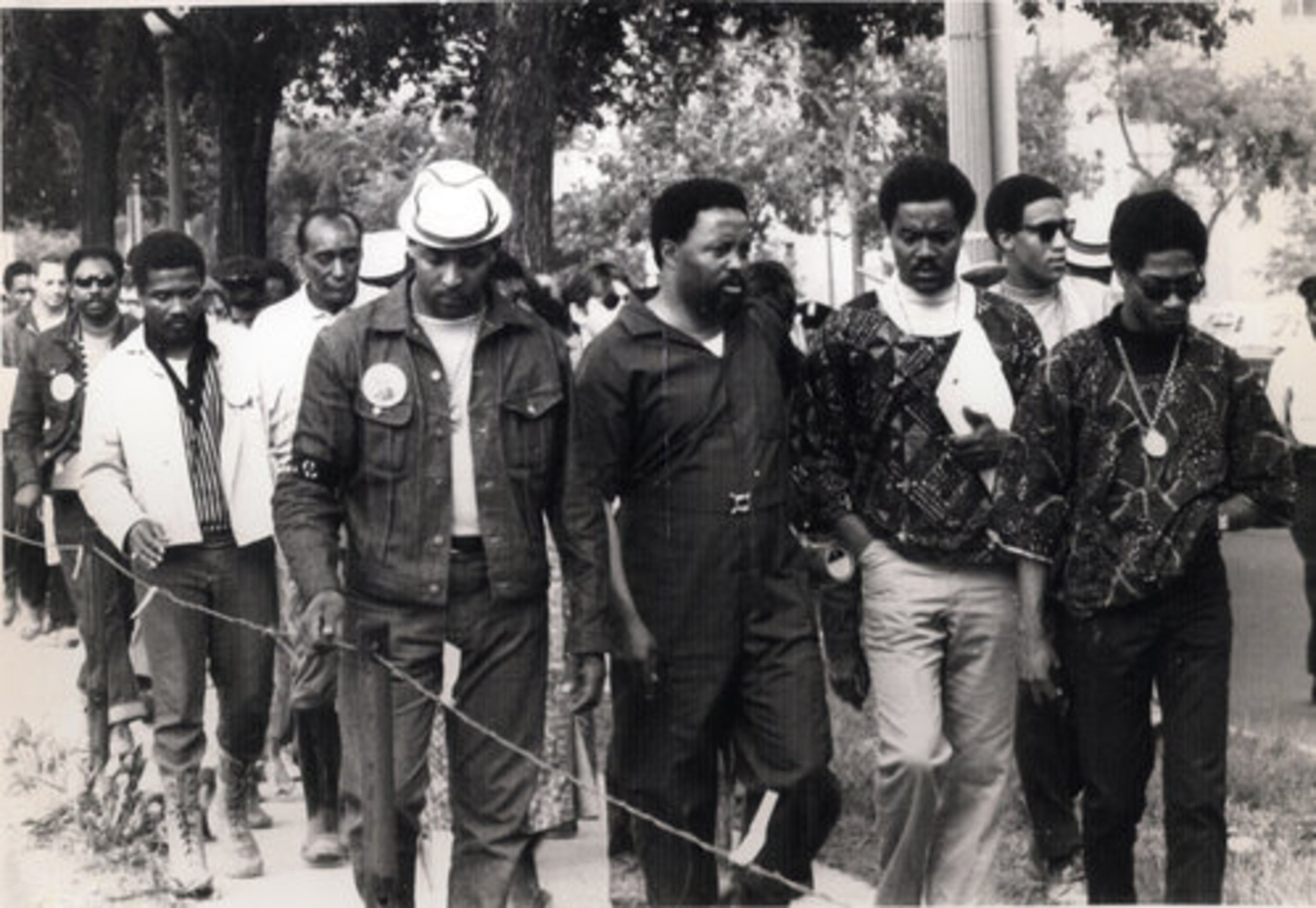 Unidentified man in hat (from left), Rev. Hosea Williams, J. T. Johnson, Leon Hall. Photo courtesy of J. T. Johnson