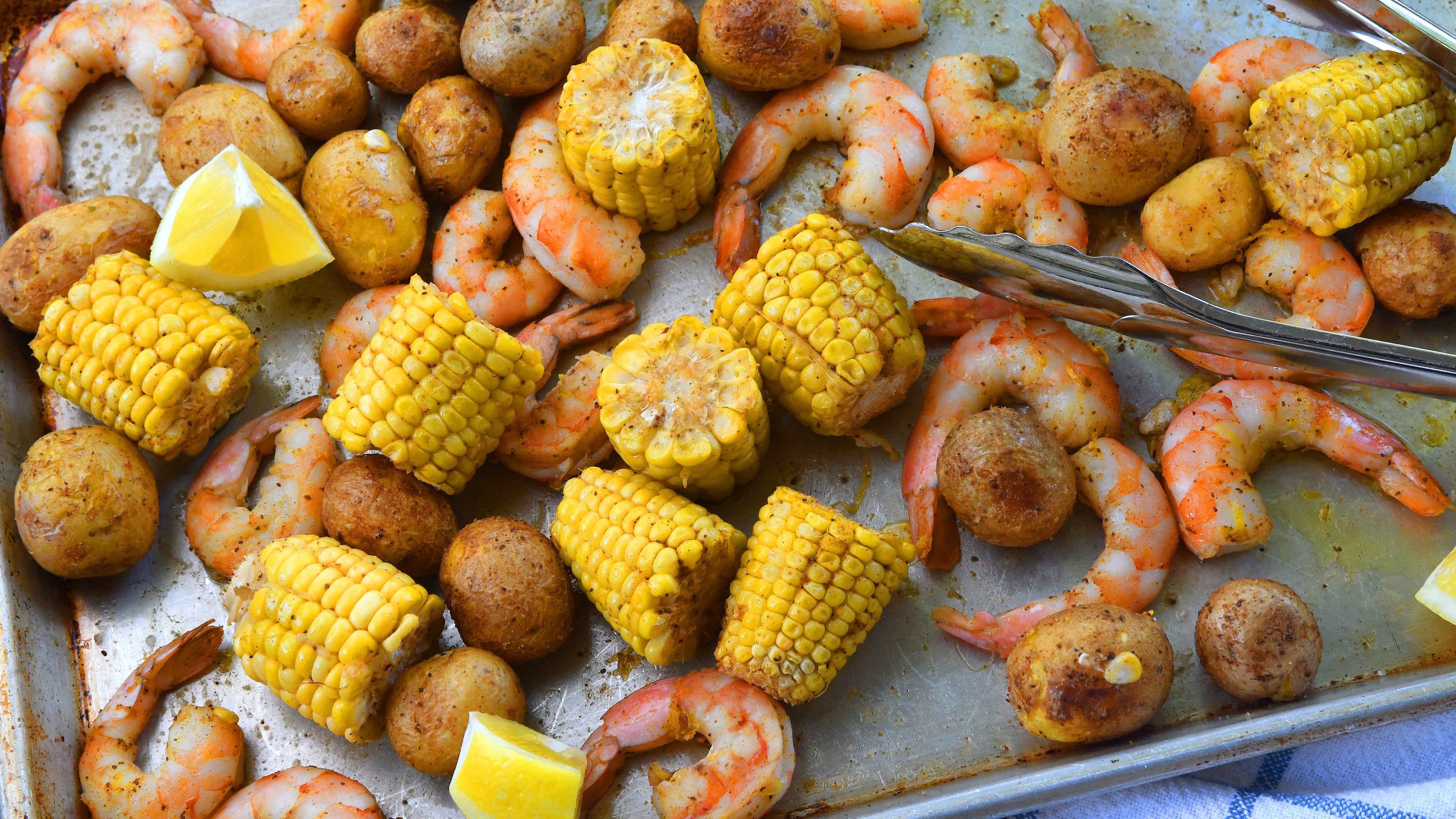 Easy and delicious Sheet-Pan Shrimp Boil delivers summer flavors in less than 30 minutes.
(Chris Hunt for The Atlanta Journal-Constitution.)