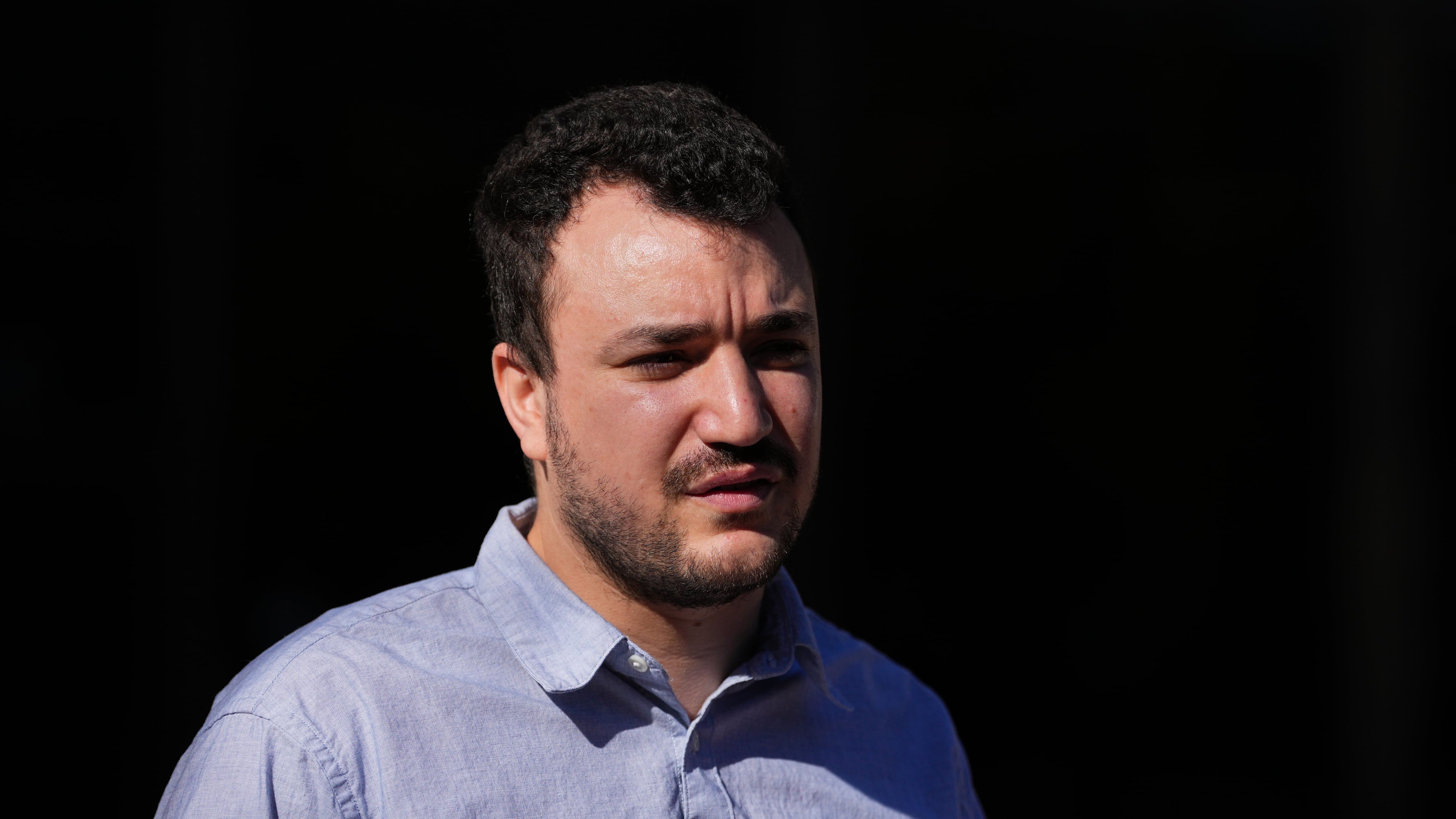 FILE - Palestinian activist Mahmoud Khalil holds a news conference outside Federal Court on Oct. 21, 2025 in Philadelphia (AP Photo/Matt Rourke, File)
