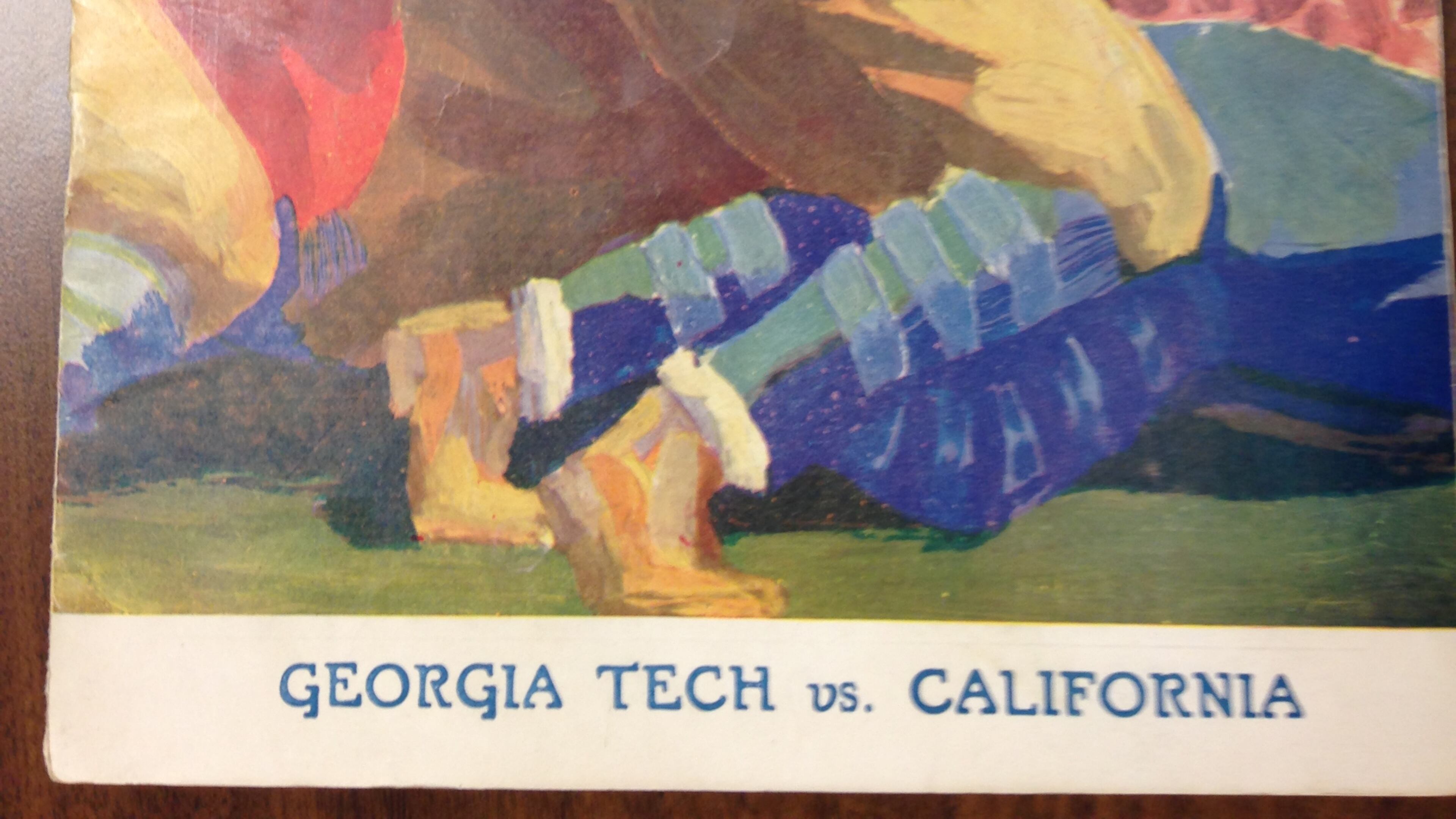 The cover of the game program from the 1929 Rose Bowl between Georgia Tech and California.