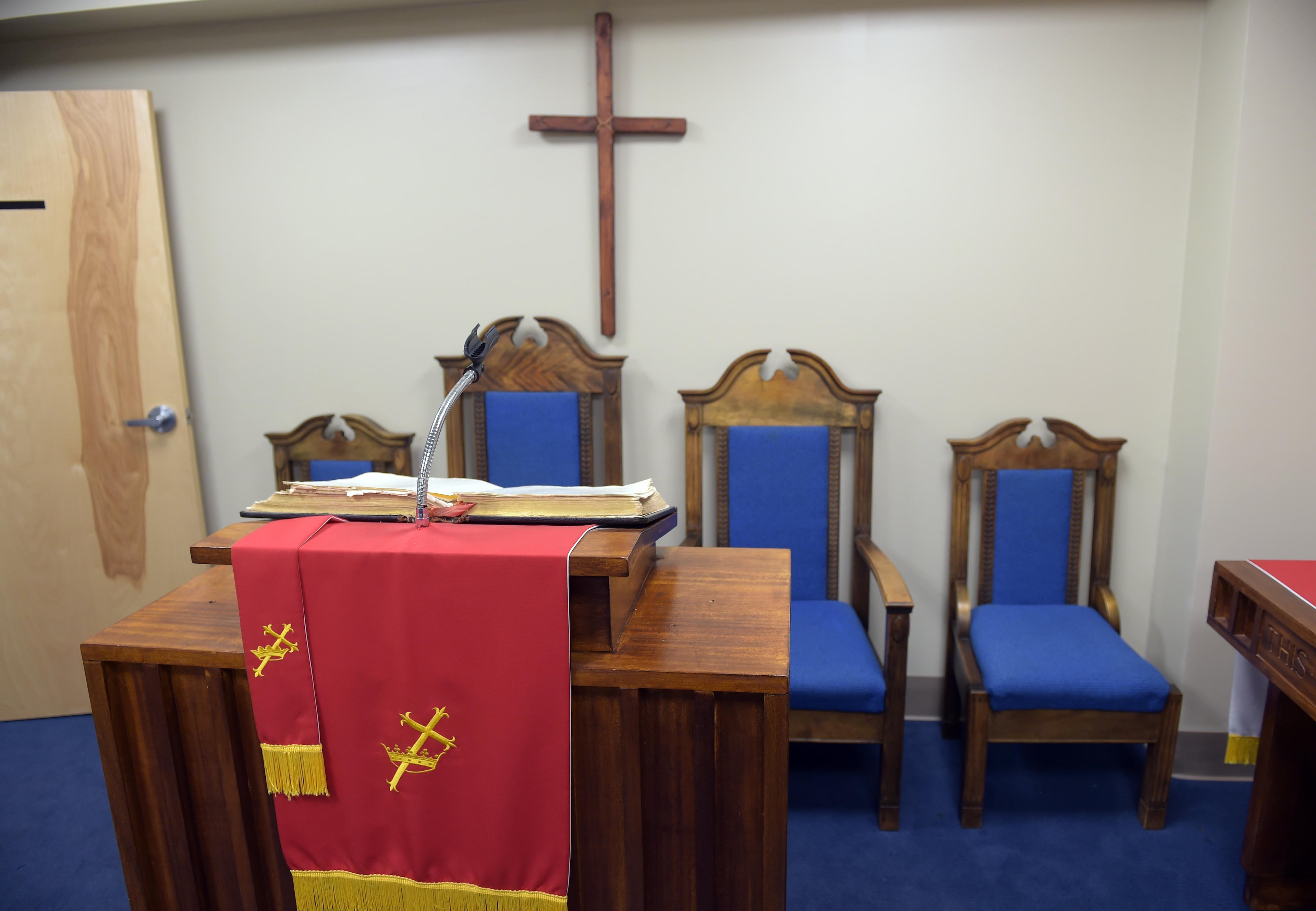 The old Bible and pulpit from Mount Vernon church were among the items the congregation moved to their new location. The city of Atlanta and the Falcons bought Friendship Baptist Church in 2013 for $19.5 million as part of a plan to construct the retractable-roof Mercedes Benz Stadium just south of the Georgia Dome. In addition to Friendship, Mount Vernon was bought by the Georgia World Congress Center and the Falcons for $14.5 million. KENT D. JOHNSON / AJC