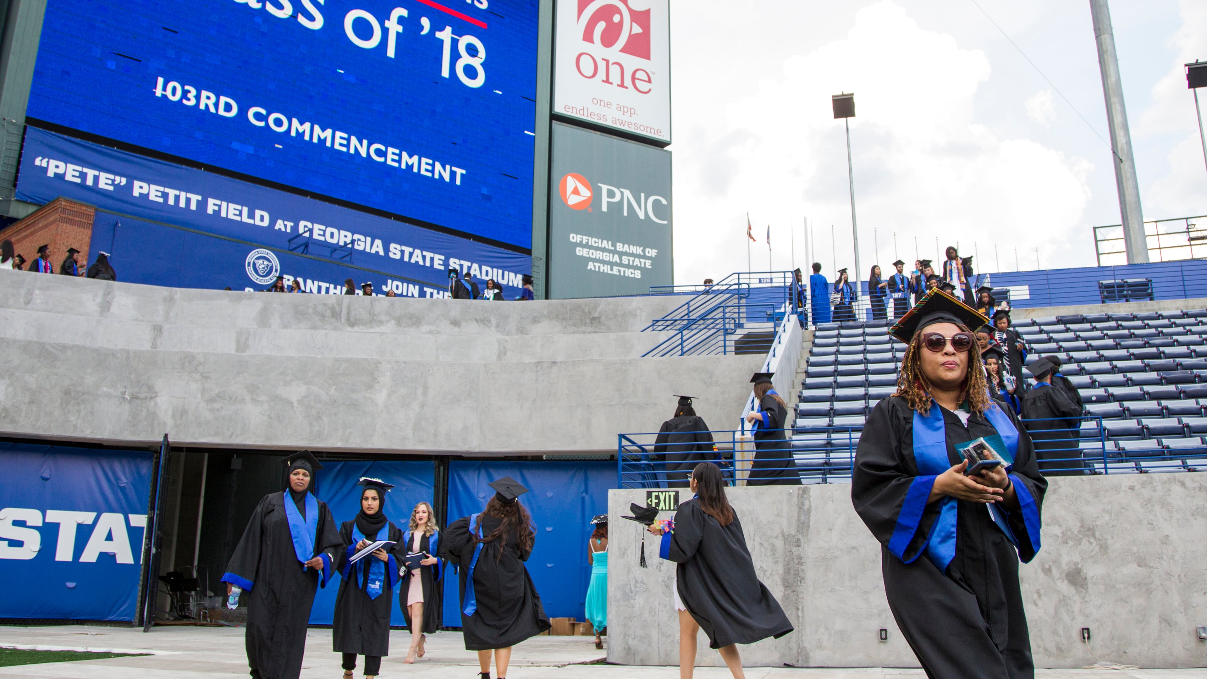 Georgia State University students at the 2018 commencement. REANN HUBER / REANN.HUBER@AJC.COM