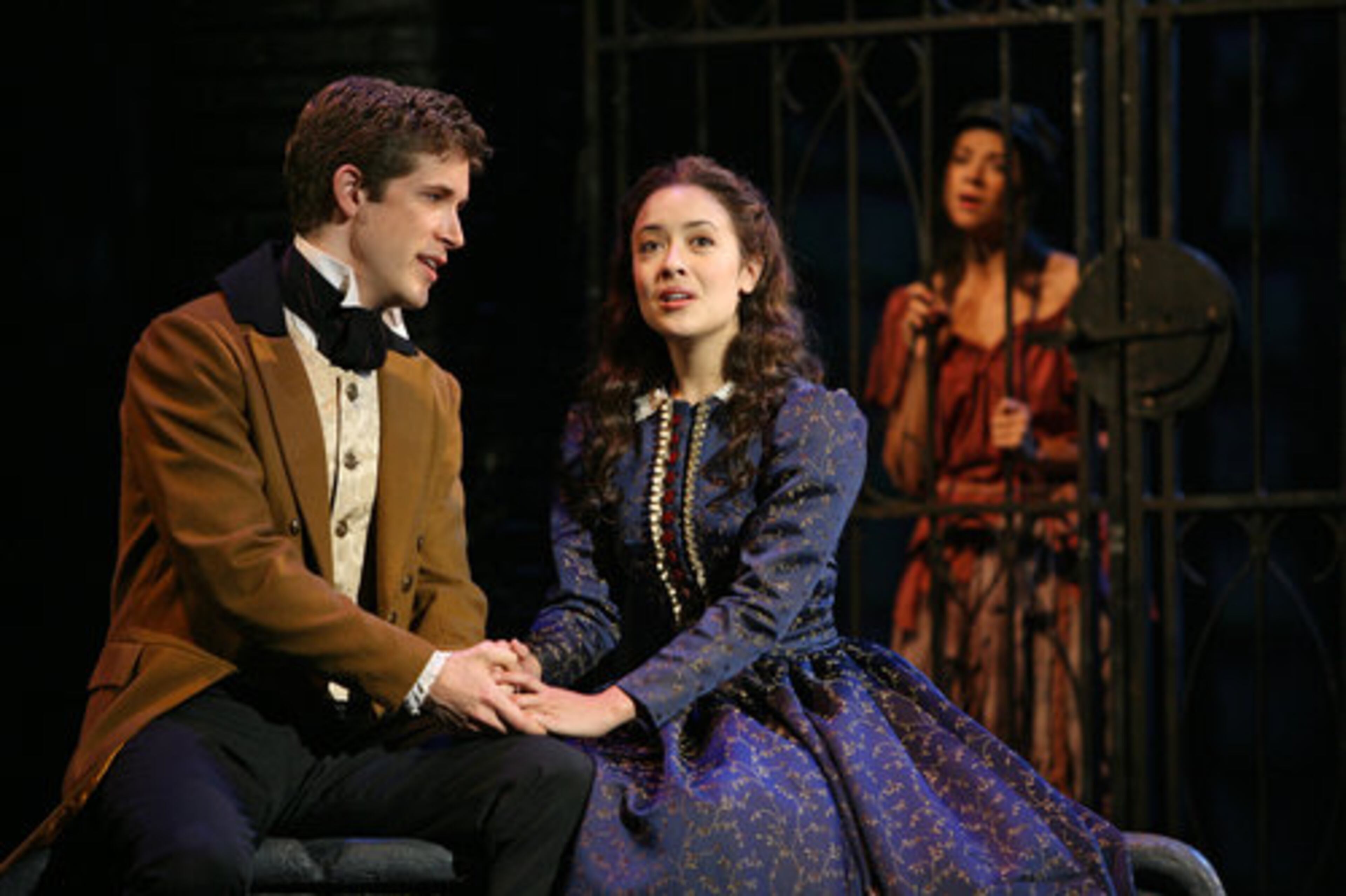 Anderson Davis as Marius and Deborah Lew as Cosette while Jenny Fellner as Eponine looks on in "A Heart Full of Love."