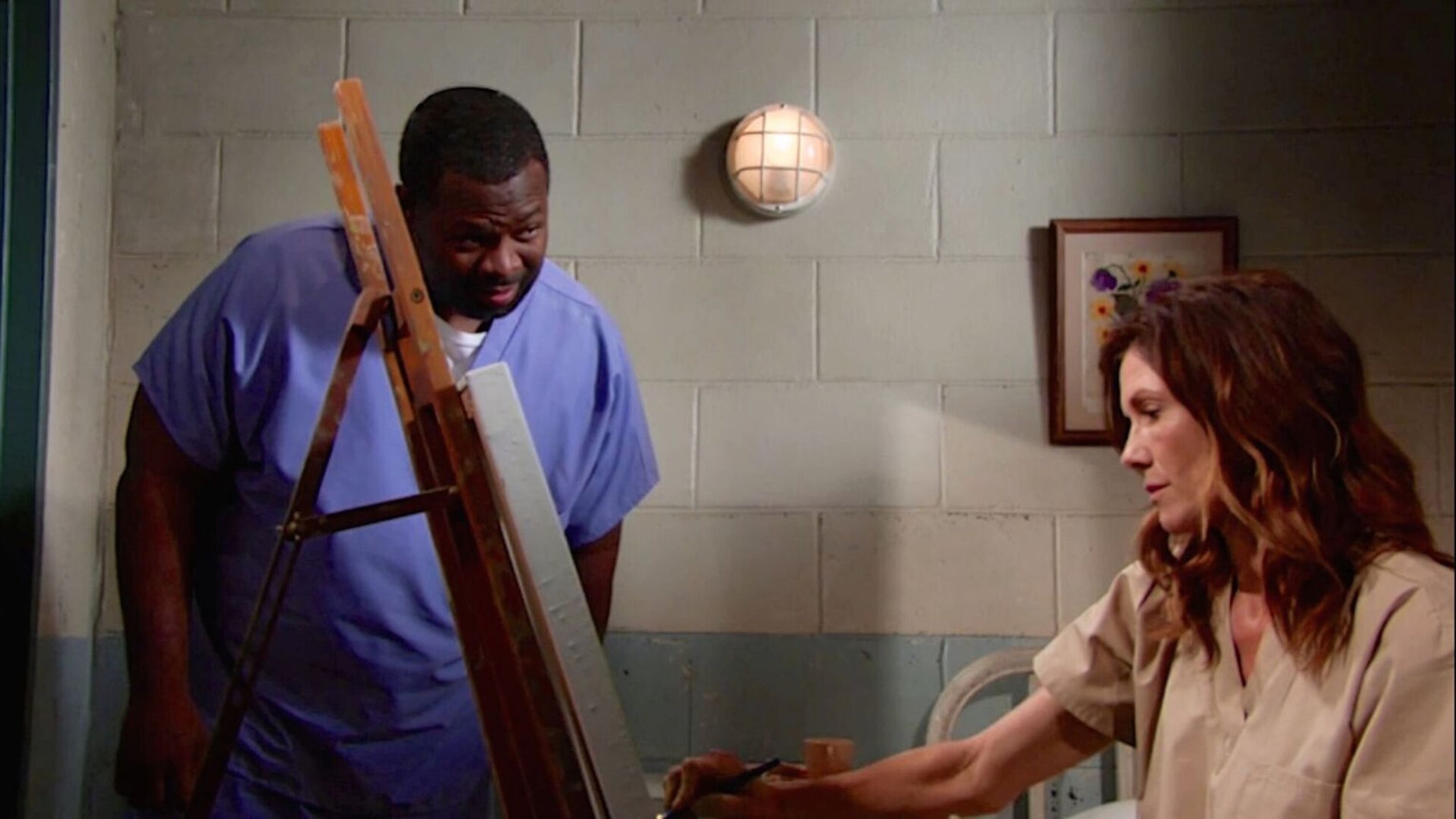 Christian Ojore Mayfield’s character is pictured here with Patty Williams (played by Stacy Haiduk) on the set of “The Young and the Restless.” Mayfield plays an orderly in a mental facility where Patty is receiving treatment. CONTRIBUTED