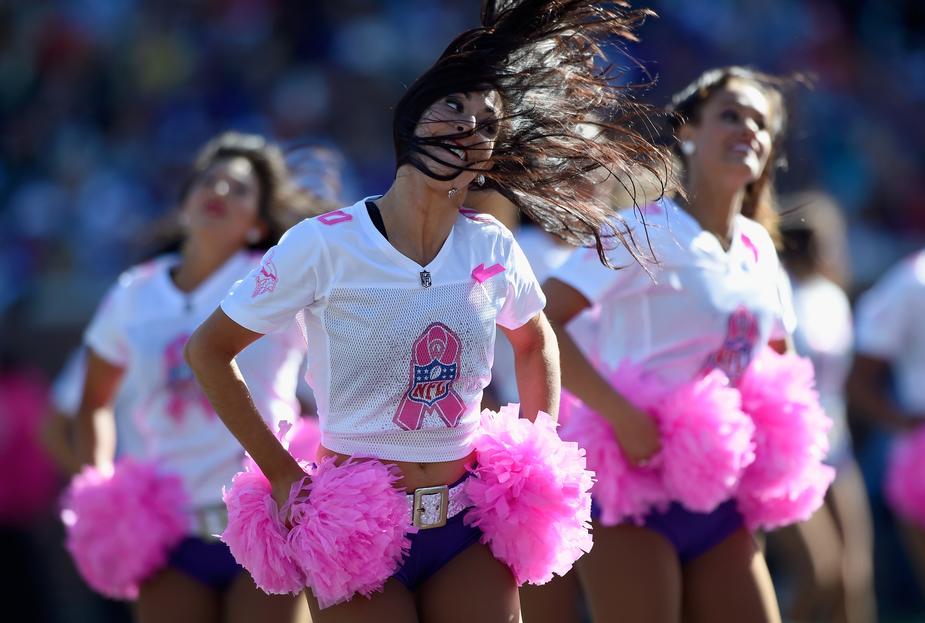 MINNEAPOLIS, MN - OCTOBER 18: Cheerleaders for the Minnesota Vikings perform after the third quarter of the game between the Minnesota Vikings and the Kansas City Chiefs on October 18, 2015 at TCF Bank Stadium in Minneapolis, Minnesota. The Vikings defeated the Chiefs 16-10. (Photo by Hannah Foslien/Getty Images)
